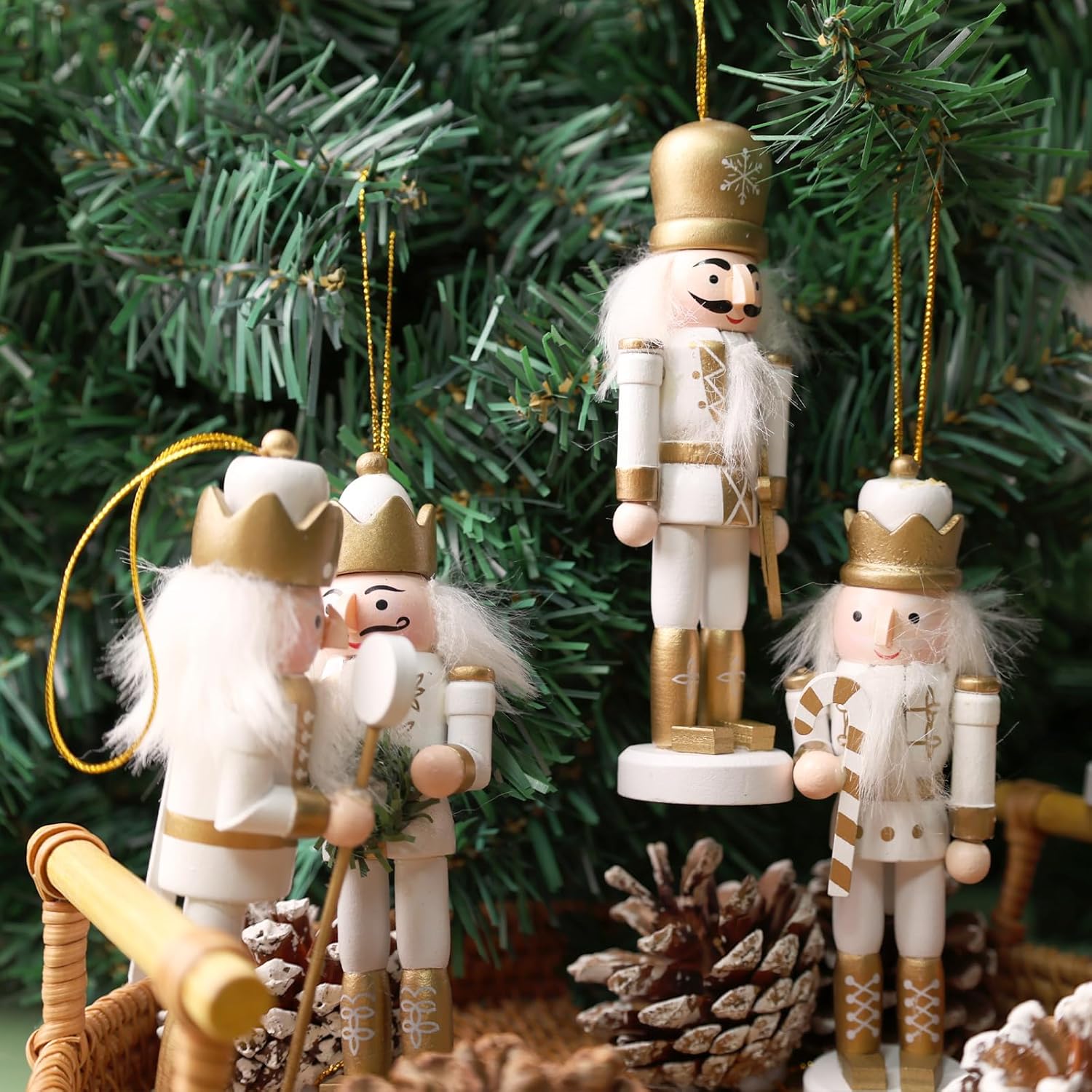 5PCS Nutcracker Christmas Decor, Wooden Nutcracker Hanging Ornaments Soldier for Christmas Tree Gift Shelves Table Decoration (5inch) - Image 6