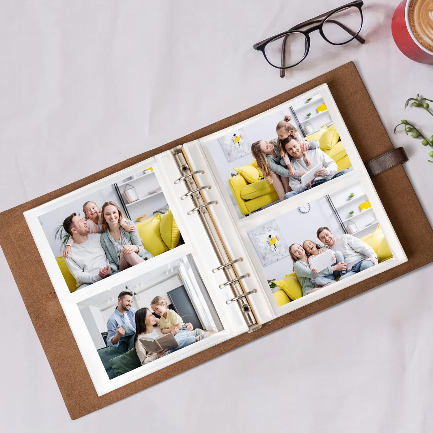 Photo Album 4x6 200 Photos, Genuine Leather Photo Albums with Writing Space with 30 Writing Paper, Travel Family Wedding Kids Graduation Ultrasound Baby Picture Album Scrapbook Photo Album (Simple) - Image 3