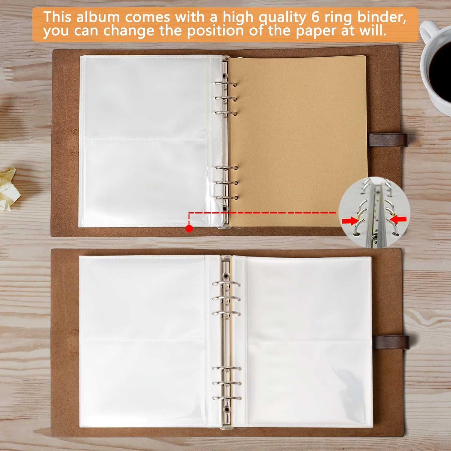Photo Album 4x6 200 Photos, Genuine Leather Photo Albums with Writing Space with 30 Writing Paper, Travel Family Wedding Kids Graduation Ultrasound Baby Picture Album Scrapbook Photo Album (Simple) - Image 6