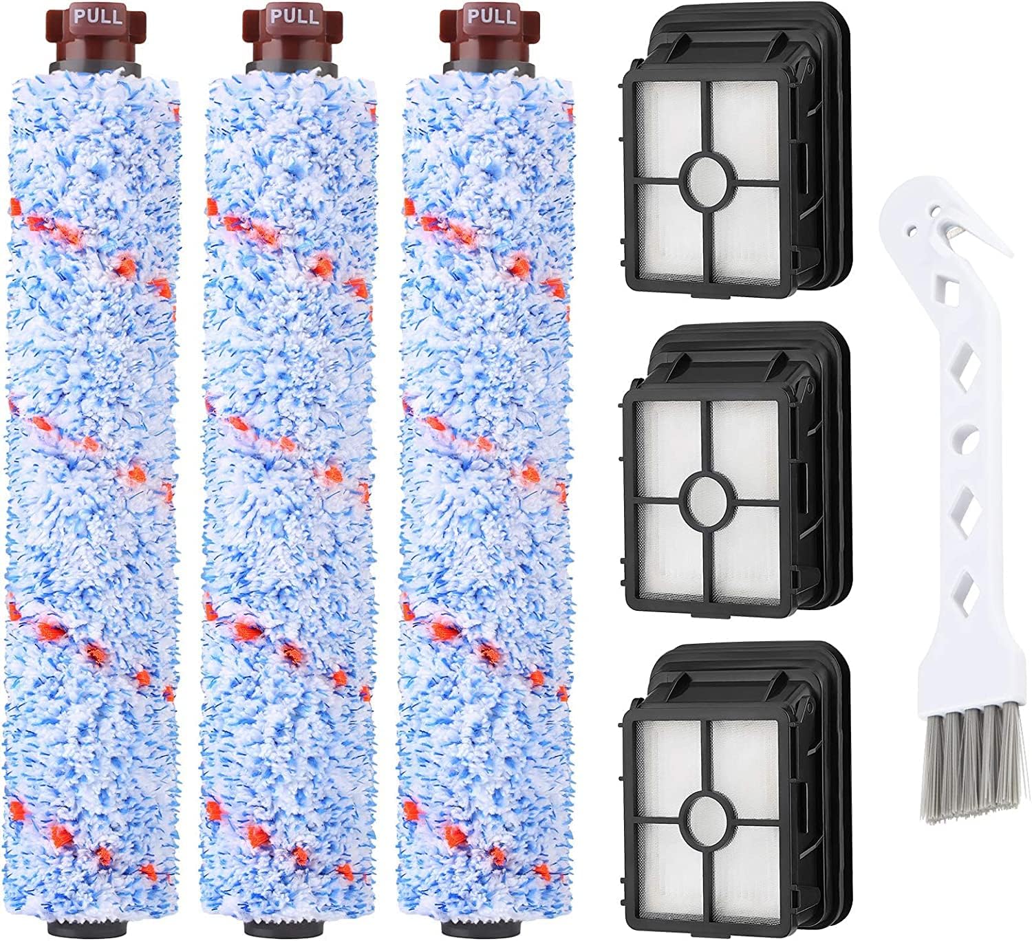 Replacements Compatible with Bissell CrossWave, 3 Multi-Surface Brush Roll 1868 + 3 Vacuum Filter 1866 Vacuum Filter, Compare to Part 1608683, 160-8683, 1608684 - Image 1