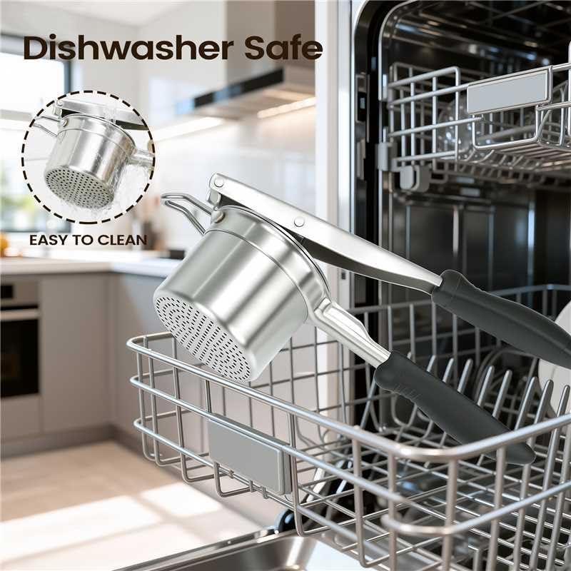 Potato Ricer, 304 Stainless Steel Manual Potato Press with Silicone Handle, Dishwasher Safe Kitchen Tool for Fluffy Mashed Potatoes - Image 6