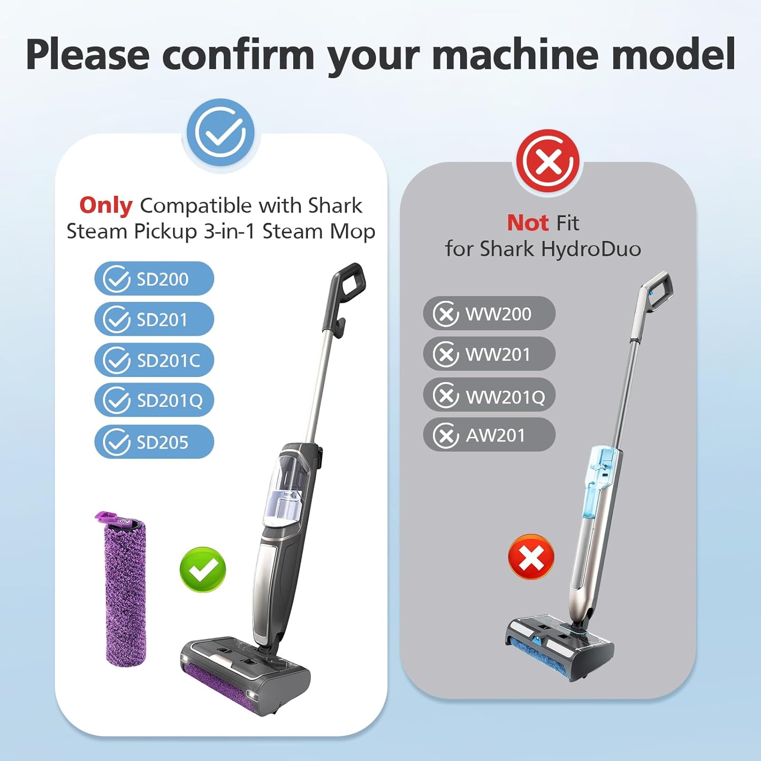 SD201 Brush Roller Shark Mop: Compatible with Shark Steam Pickup 3-in-1 Steam Mop SD200 SD201C SD201Q SD205 Models - Roll Brush 1 Cleaning Tool Replacement Parts Accessories Kit for Months 3 Pack - Image 3