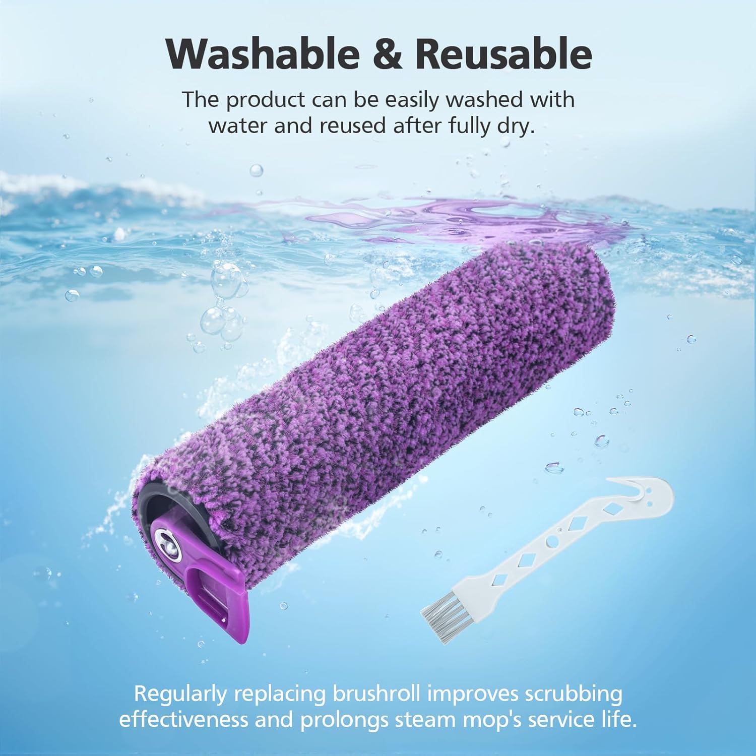 SD201 Brush Roller Shark Mop: Compatible with Shark Steam Pickup 3-in-1 Steam Mop SD200 SD201C SD201Q SD205 Models - Roll Brush 1 Cleaning Tool Replacement Parts Accessories Kit for Months 3 Pack - Image 5