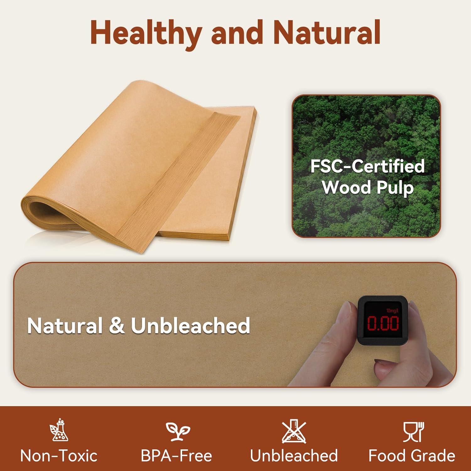 200 Pcs Parchment Paper Sheets, 12 x 16 Inch, Precut Non-Stick Parchment Sheets for Baking, Cooking, Grilling, Air Fryer and Steaming - Unbleached, Fit for Half Sheet Pans - Image 2