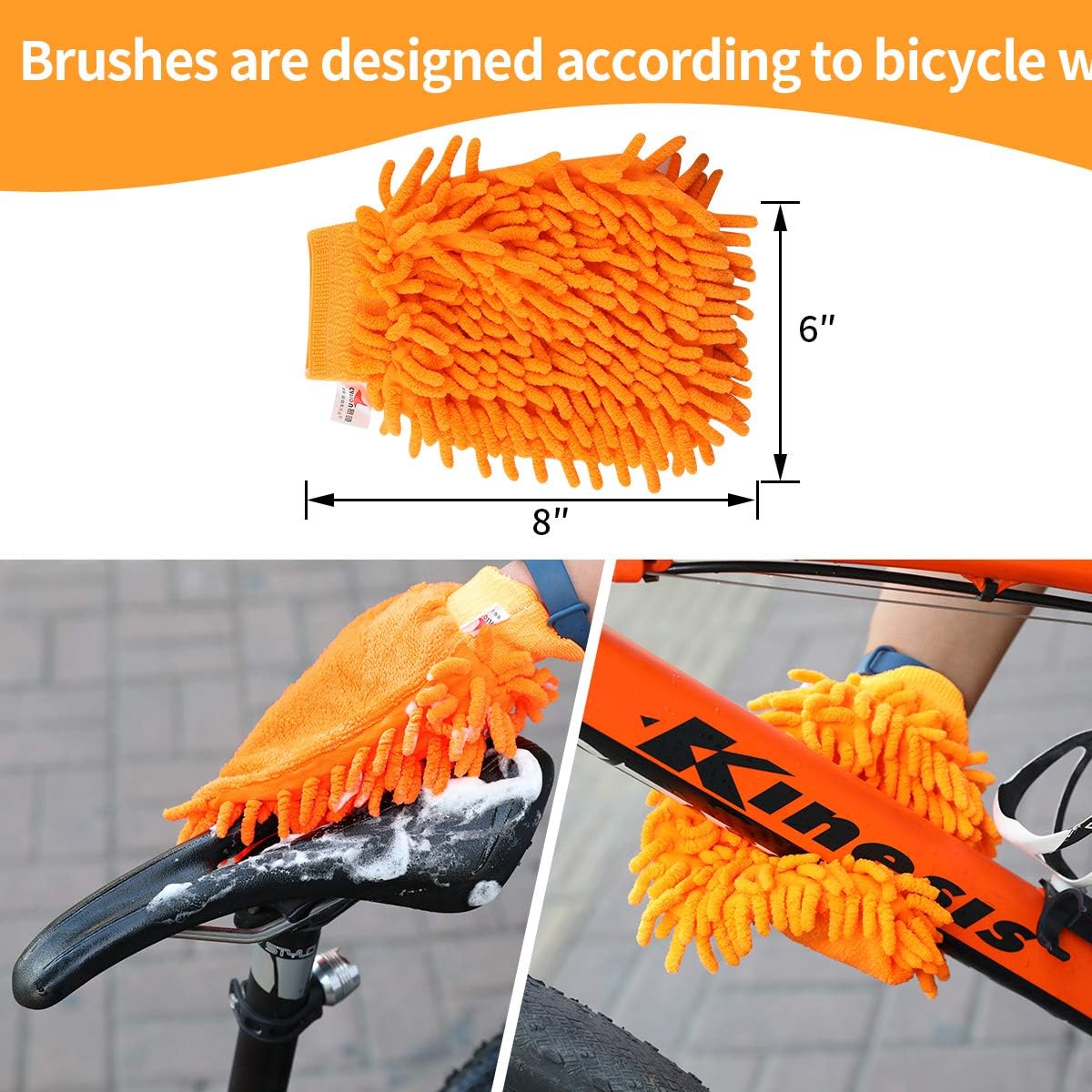 8 Pieces Precision Bicycle Cleaning Brush Tool Including Bike Chain Scrubber, suitable for Mountain, Road, City, Hybrid,BMX Bike and Folding Bike - Image 3