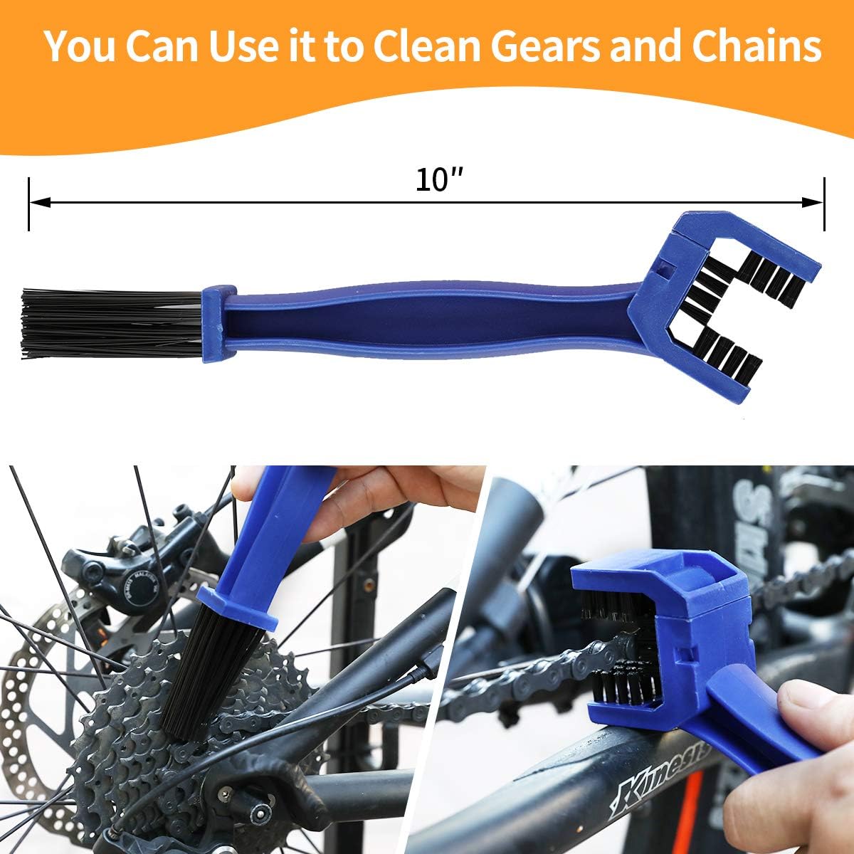 8 Pieces Precision Bicycle Cleaning Brush Tool Including Bike Chain Scrubber, suitable for Mountain, Road, City, Hybrid,BMX Bike and Folding Bike - Image 4