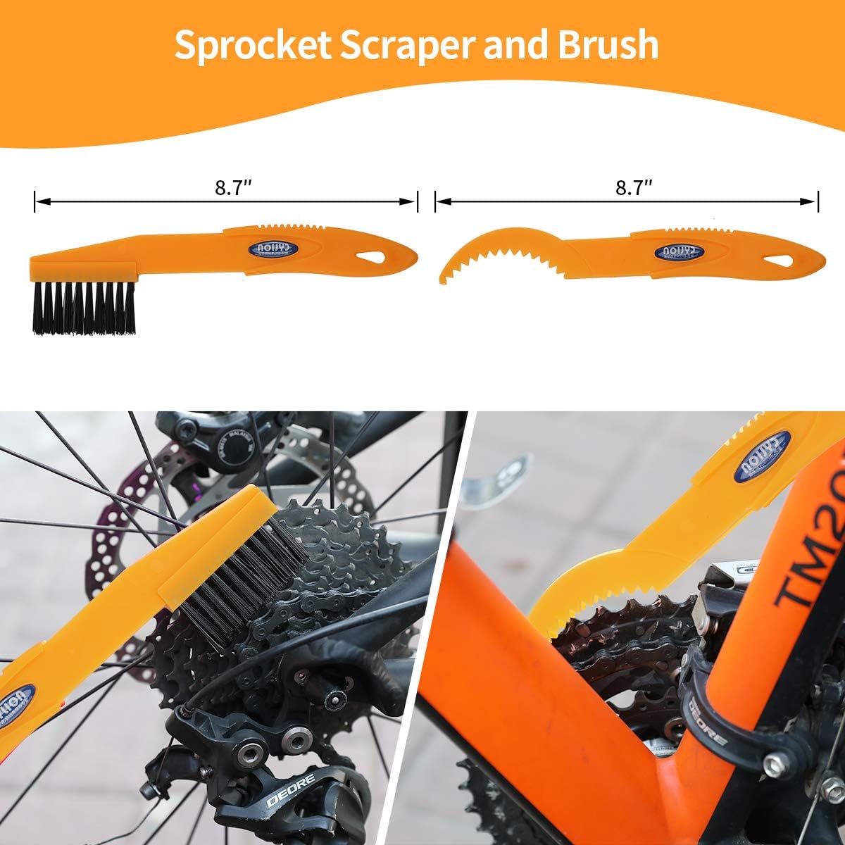 8 Pieces Precision Bicycle Cleaning Brush Tool Including Bike Chain Scrubber, suitable for Mountain, Road, City, Hybrid,BMX Bike and Folding Bike - Image 5