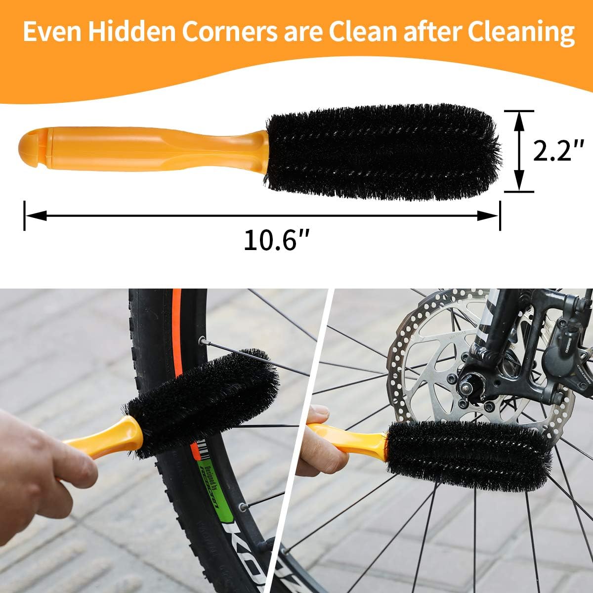 8 Pieces Precision Bicycle Cleaning Brush Tool Including Bike Chain Scrubber, suitable for Mountain, Road, City, Hybrid,BMX Bike and Folding Bike - Image 6