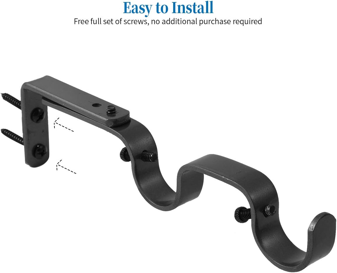 Heavy Duty Curtain Rod Brackets - Adjustable Double Rod Holders, 1 Inch (4 PCS, Black) - Image 7