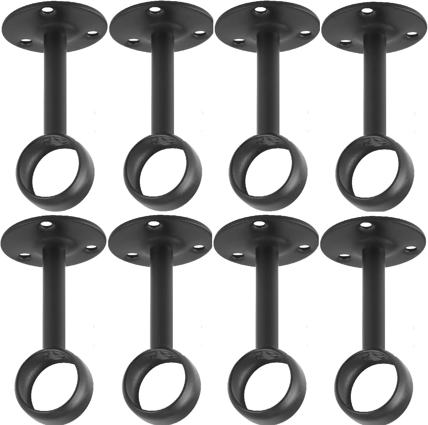 Curtain Rod Ceiling-Mount Bracket Curtain Rod Brackets Curtain Rod Holders (8 PCS, Black) - Image 1
