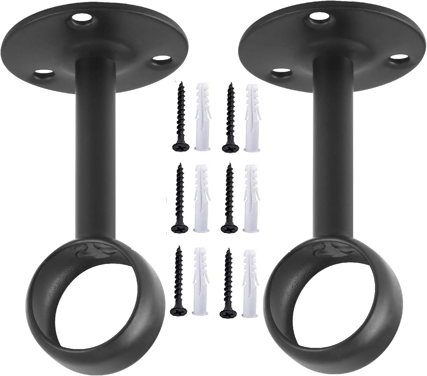 Curtain Rod Ceiling-Mount Bracket Curtain Rod Brackets Curtain Rod Holders (8 PCS, Black) - Image 2