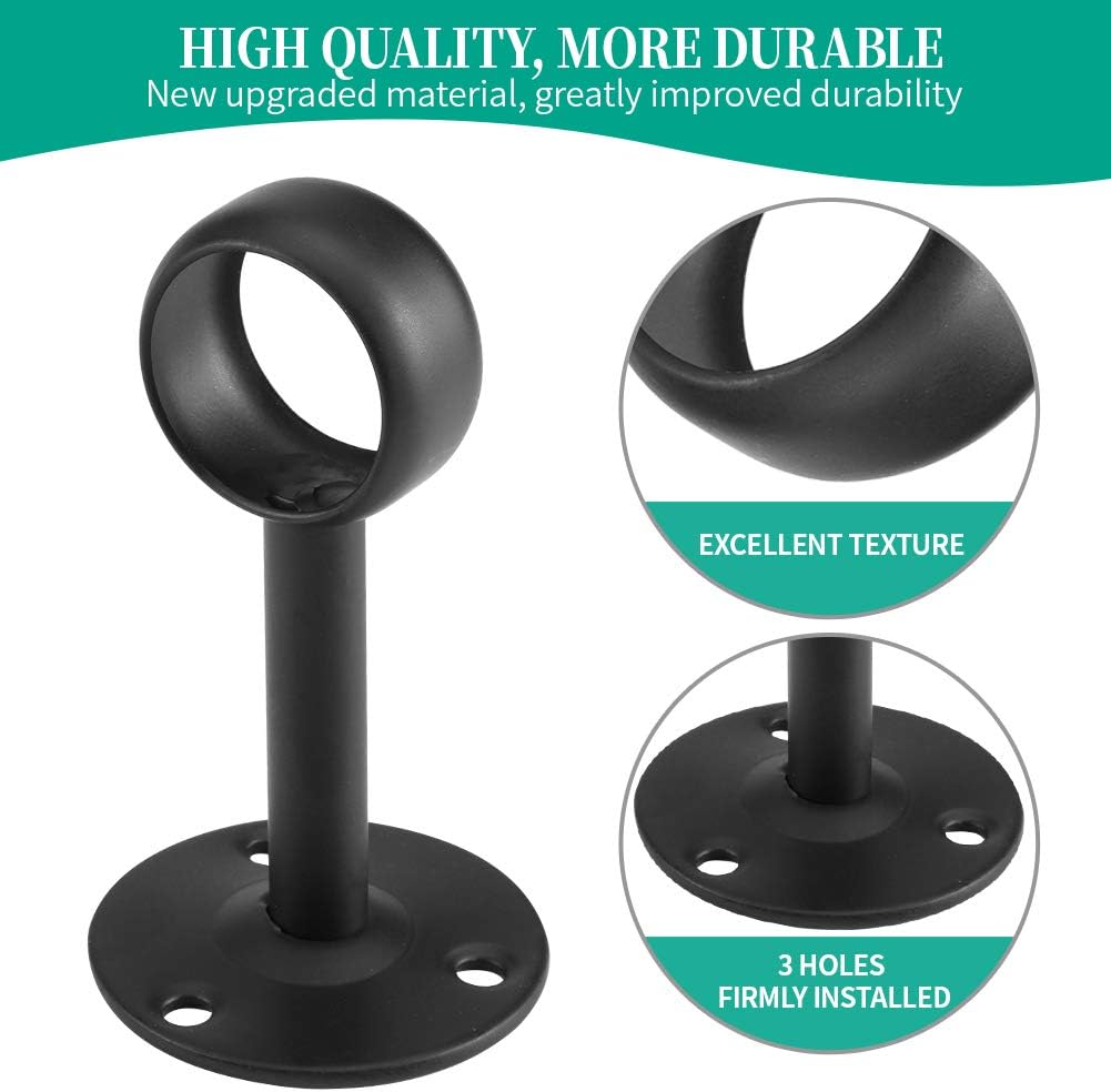 Curtain Rod Ceiling-Mount Bracket Curtain Rod Brackets Curtain Rod Holders (8 PCS, Black) - Image 3