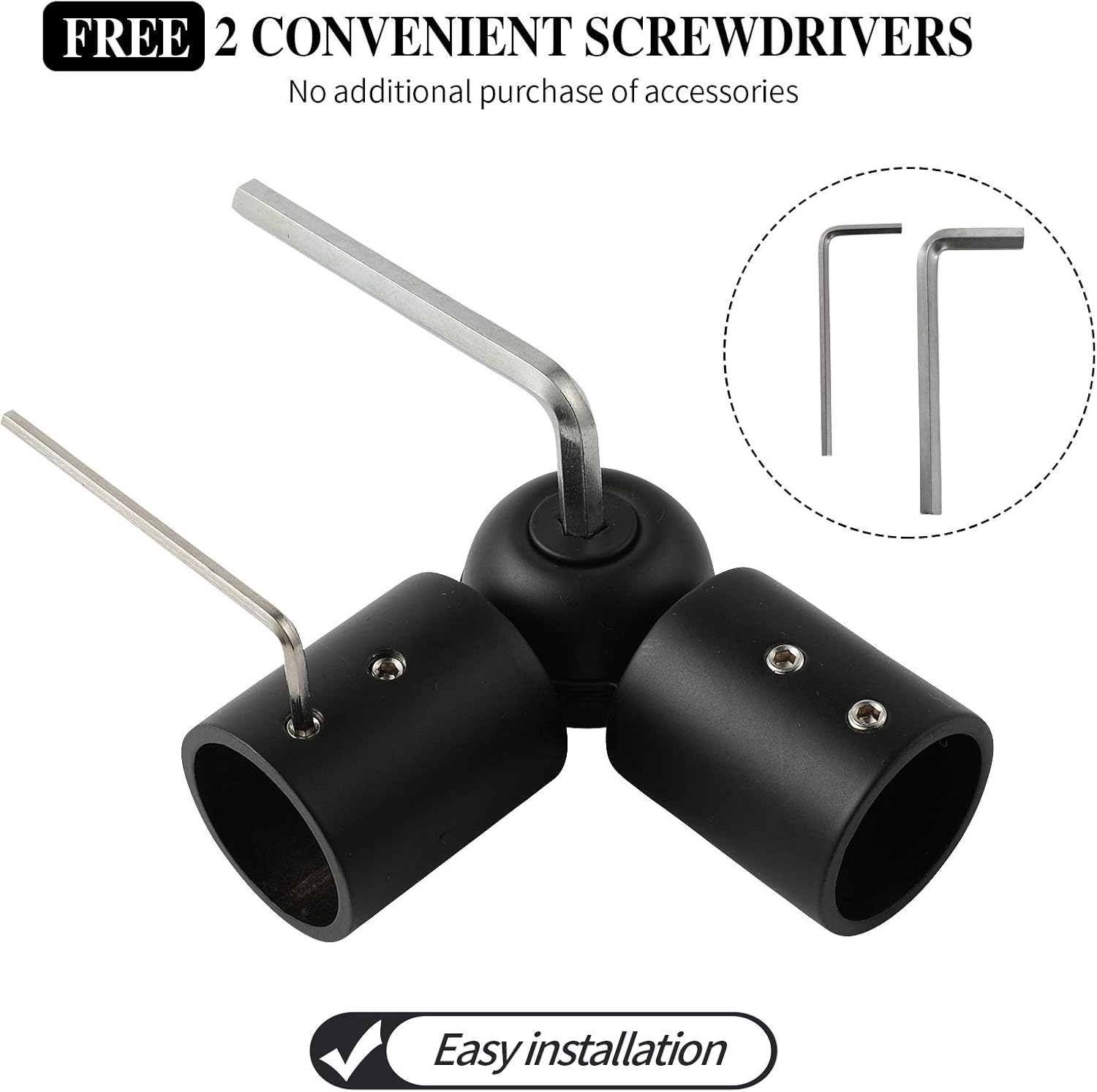 Adjustable 1 Inch Curtain Rod Brackets, Black Iron Wall Mounts, 2 Pack - Image 6