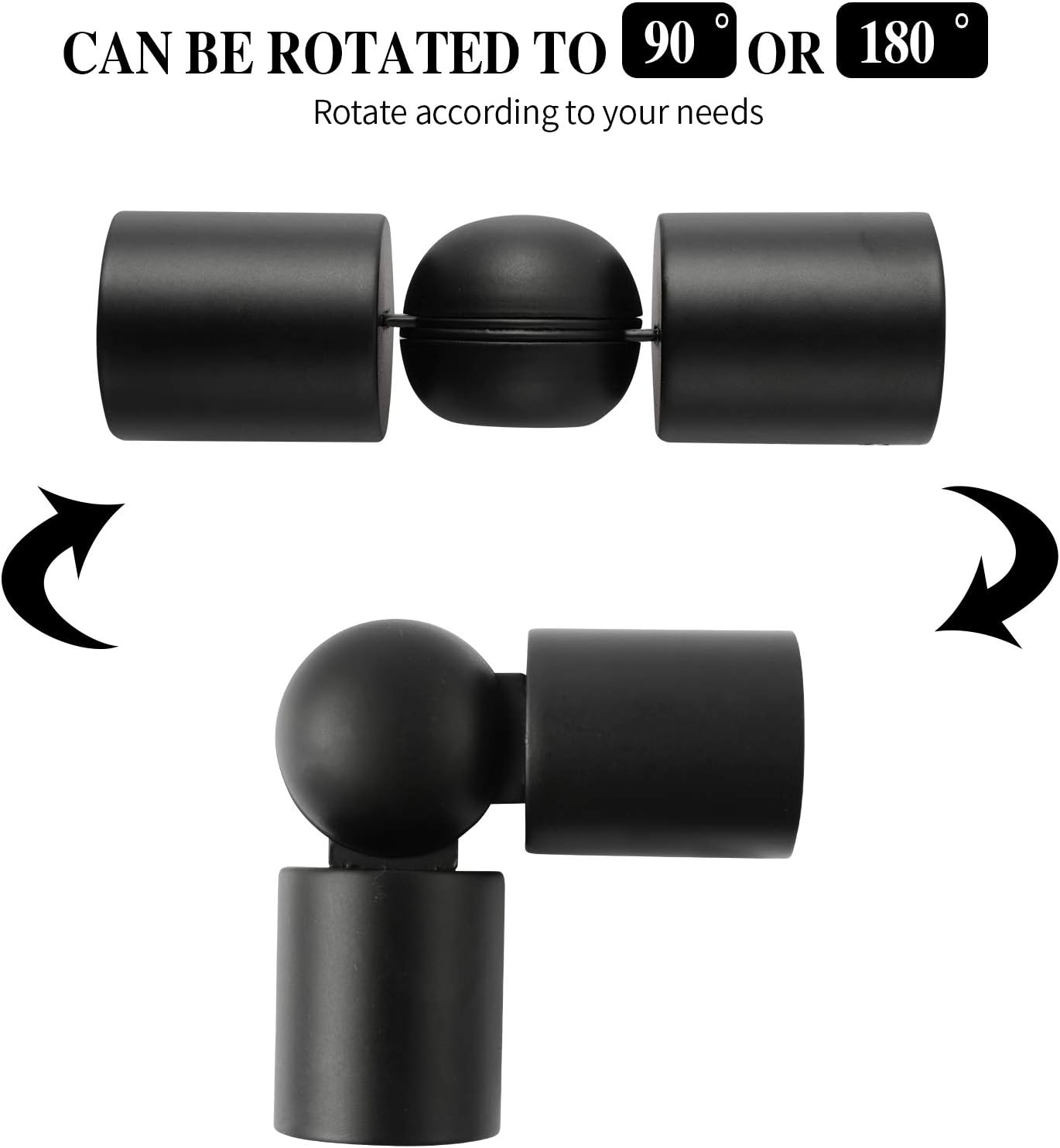 Adjustable 1 Inch Curtain Rod Brackets, Black Iron Wall Mounts, 2 Pack - Image 7