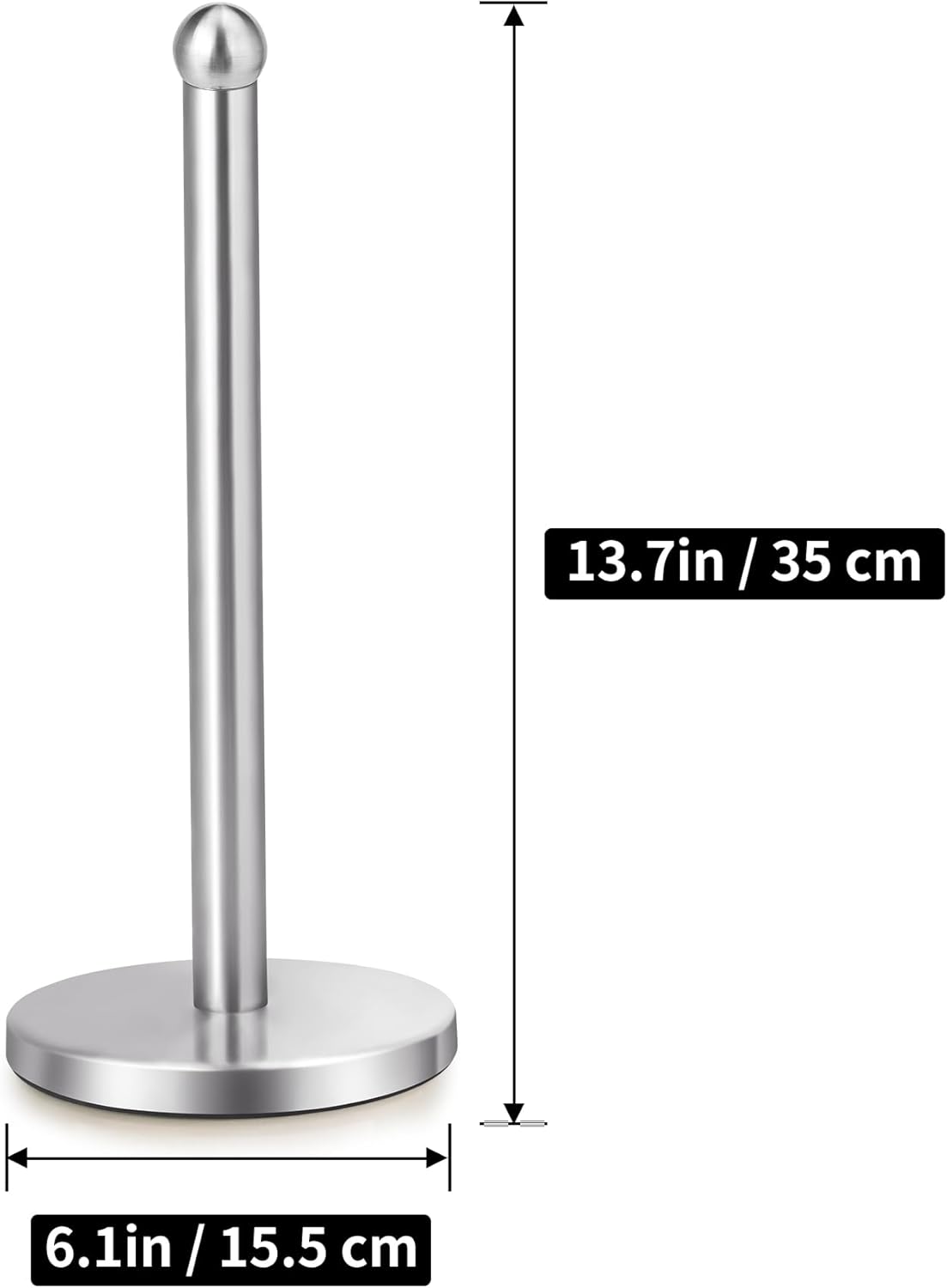 Paper Towel Holder Countertop, Paper Towel Holder with Solid Weighted Base, for Standard and Large Size Rolls (Silver) - Image 2