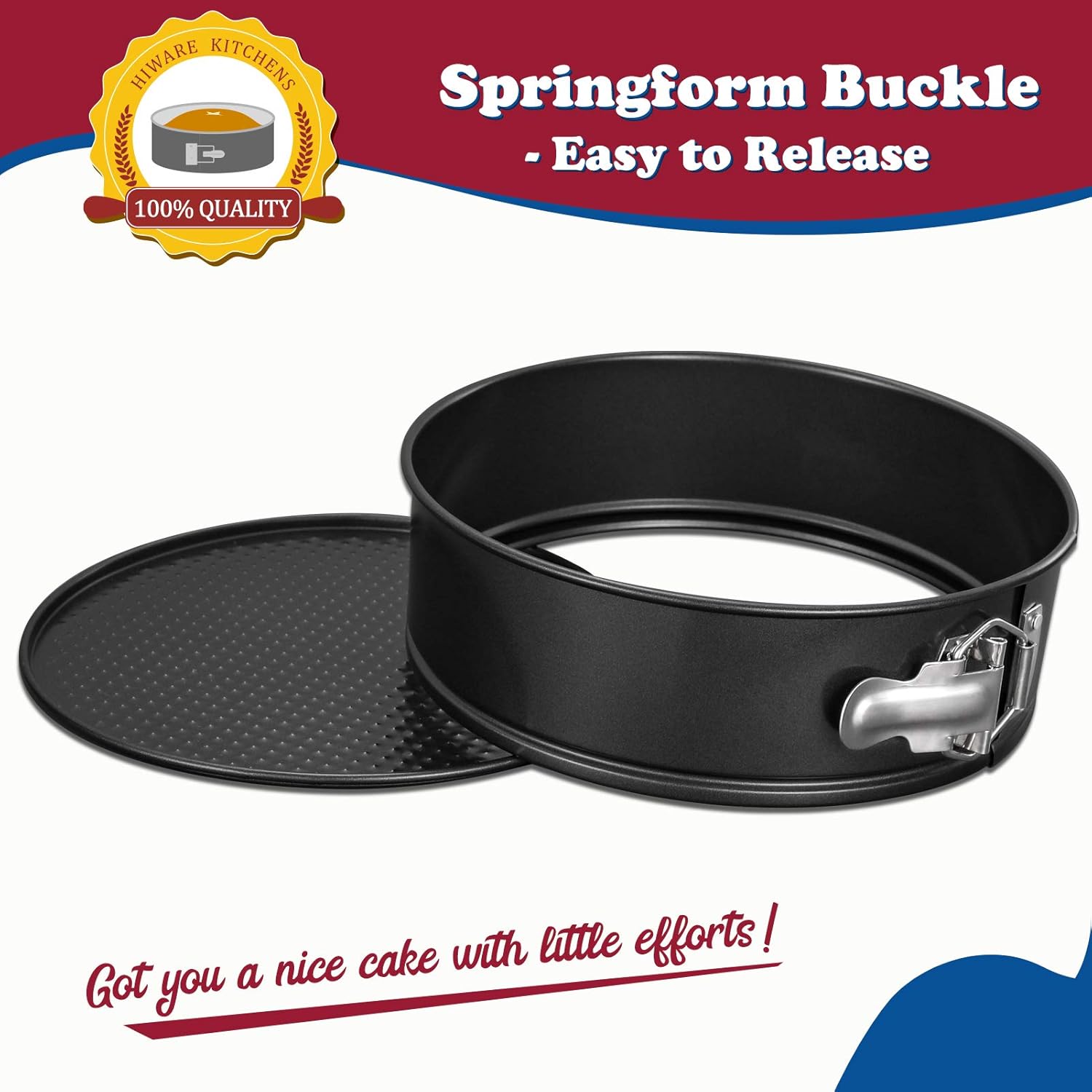 9 Inch Non-stick Cheesecake Pan Springform Pan with Removable Bottom/Leakproof - Black - Image 2