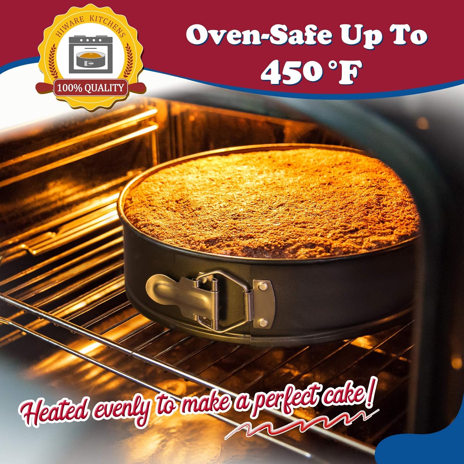 9 Inch Non-stick Cheesecake Pan Springform Pan with Removable Bottom/Leakproof - Black - Image 3