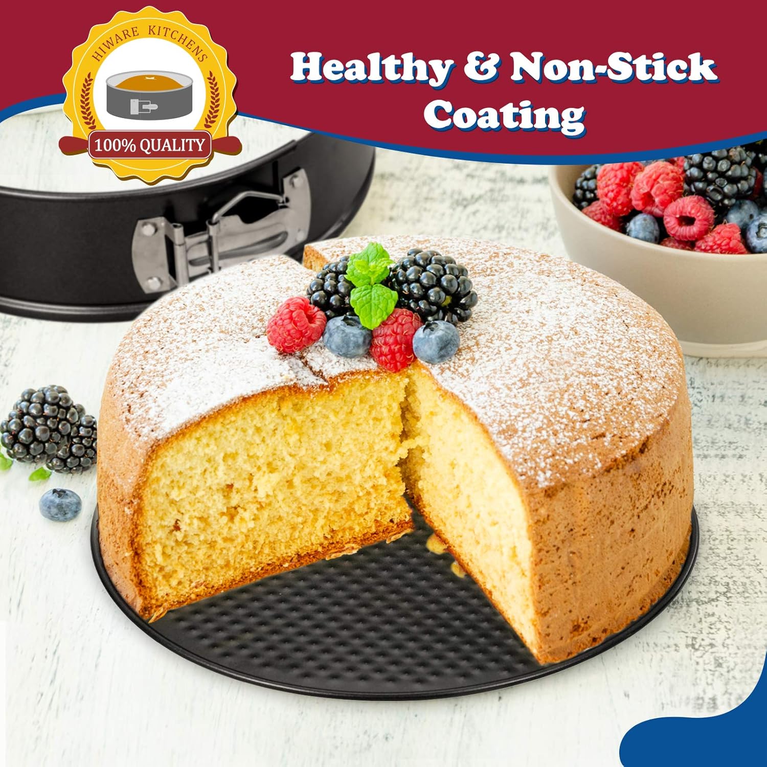 9 Inch Non-stick Cheesecake Pan Springform Pan with Removable Bottom/Leakproof - Black - Image 4