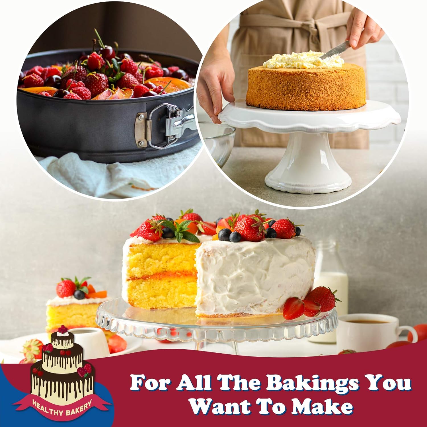 9 Inch Non-stick Cheesecake Pan Springform Pan with Removable Bottom/Leakproof - Black - Image 5