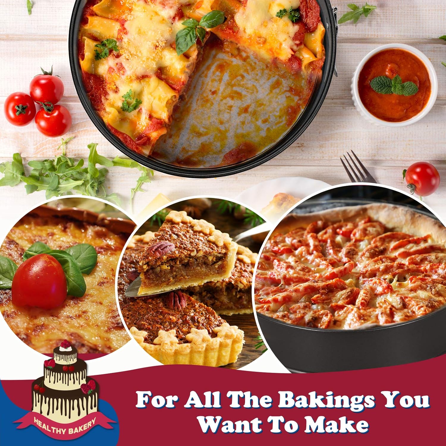 9 Inch Non-stick Cheesecake Pan Springform Pan with Removable Bottom/Leakproof - Black - Image 6