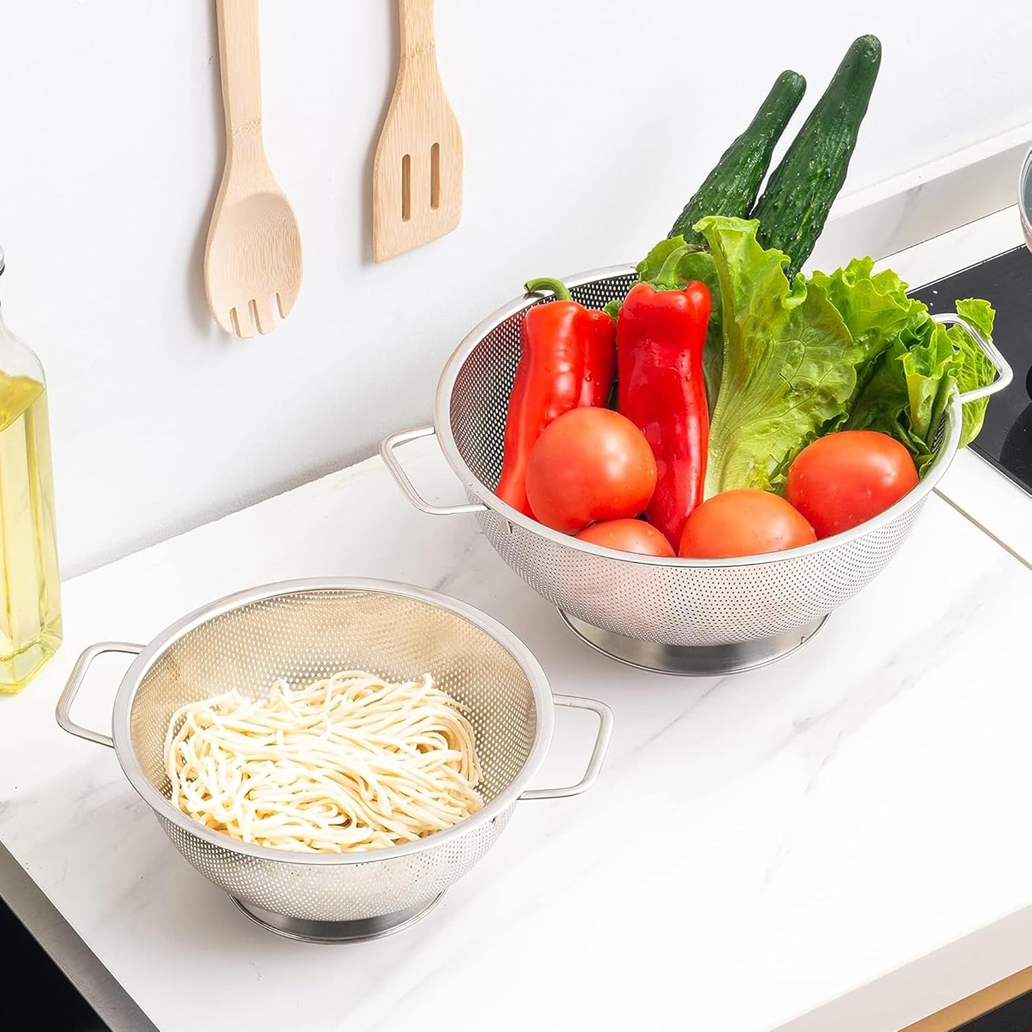 Colander Stainless Steel 3-Quart, Kitchen Strainer for Pasta, Fruits Vegetables, Dishwasher Safe - Image 7