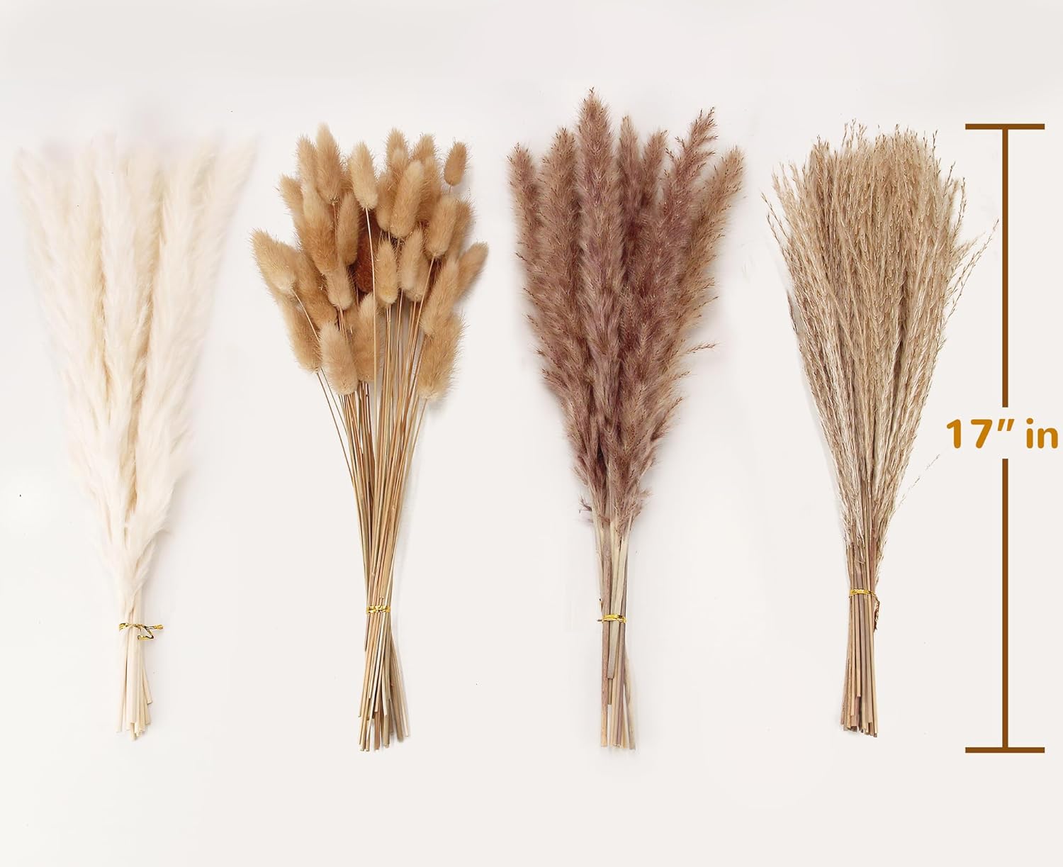 Artificial Pampas Grass Decor, 100 PCS Pampas Grass Contains Bunny Tails Dried Flowers, Reed Grass Bouquet for Wedding Boho Flowers Home Table Decor, Rustic Farmhouse Party (White and Brown) - Image 2