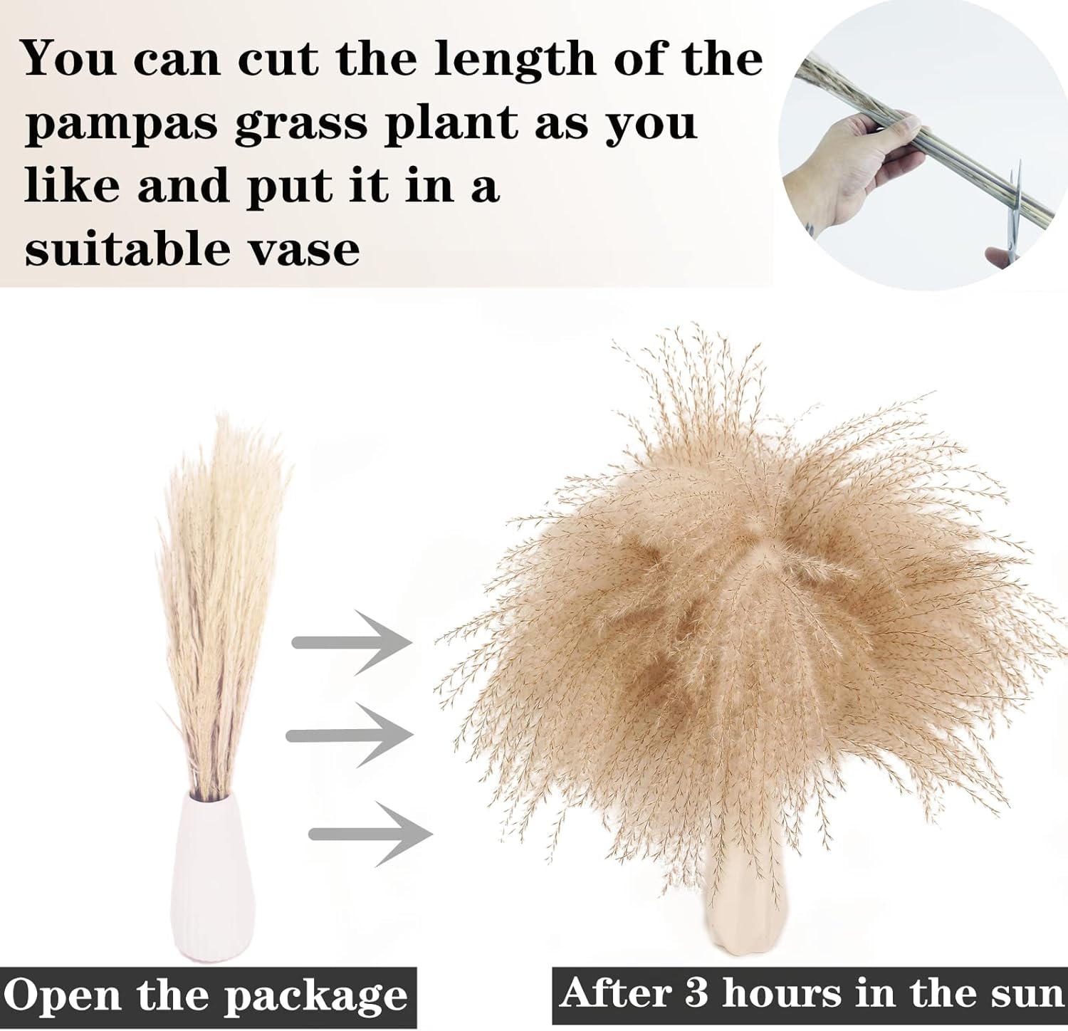 Artificial Pampas Grass Decor, 100 PCS Pampas Grass Contains Bunny Tails Dried Flowers, Reed Grass Bouquet for Wedding Boho Flowers Home Table Decor, Rustic Farmhouse Party (White and Brown) - Image 5