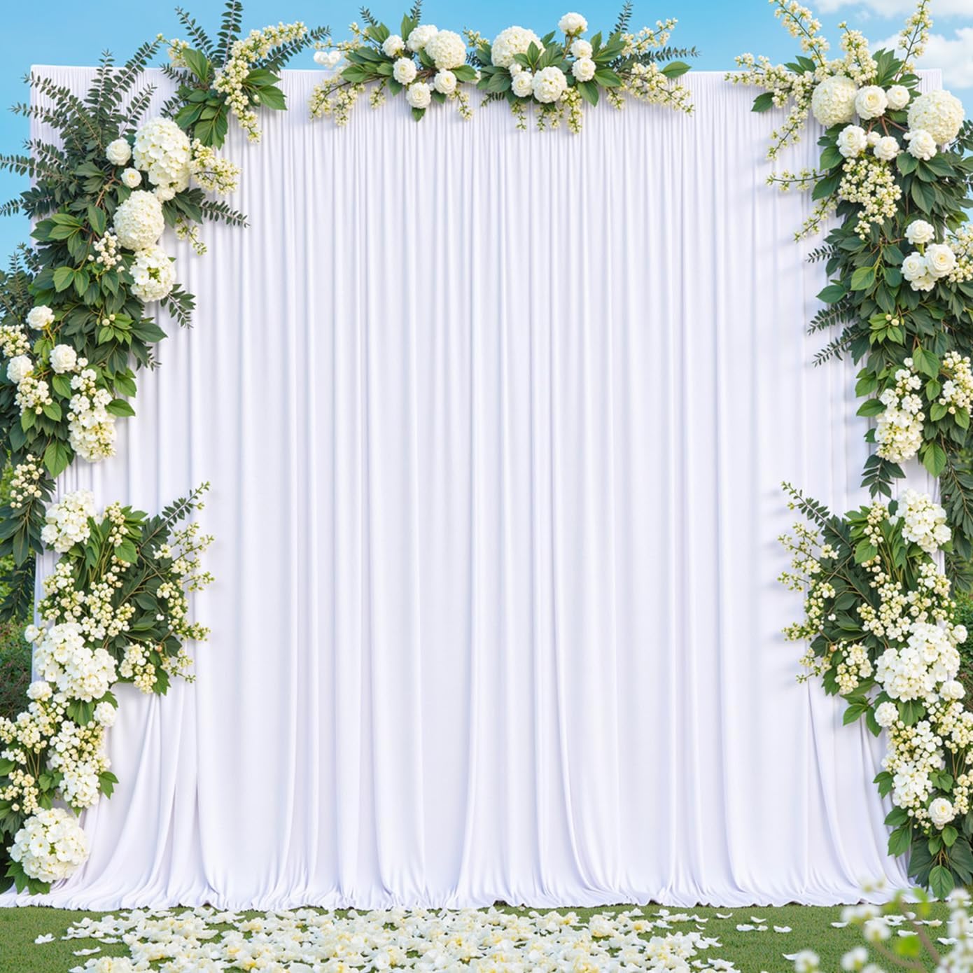 10x10 White Backdrop Curtain for Parties Wedding Wrinkle Free White Photo Curtains Backdrop Drapes Fabric Decoration for Baby Shower 5ft x 10ft,2 Panels - Image 1