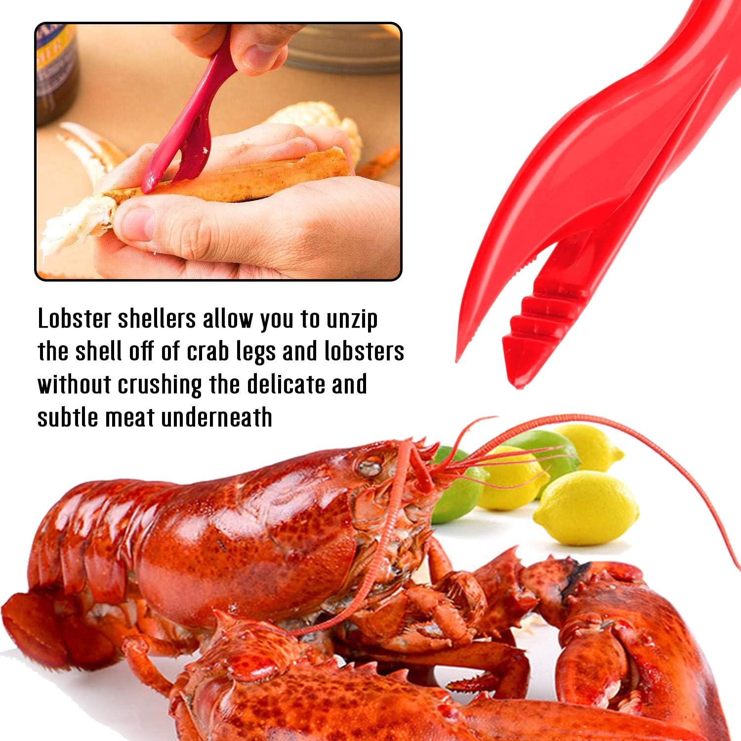 20-piece Seafood Tools Set includes 6 Crab Crackers, 6 Lobster Shellers, 6 Crab Leg Forks/Picks and 2 Seafood Scissors & Storage Bag - Nut Cracker Set - Image 4