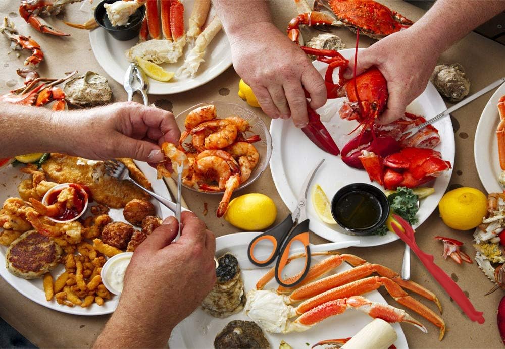20-piece Seafood Tools Set includes 6 Crab Crackers, 6 Lobster Shellers, 6 Crab Leg Forks/Picks and 2 Seafood Scissors & Storage Bag - Nut Cracker Set - Image 7