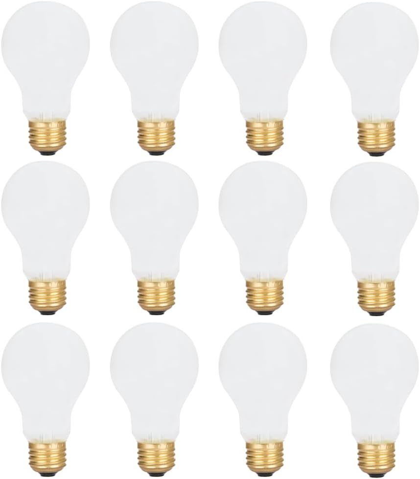 12 Pack 60 Watt A19 E26 Medium Base 130 Volt Incandescent Light Bulbs, Standard Household Bulbs for Ceiling Fan, Bedroom, Living Room - Image 1