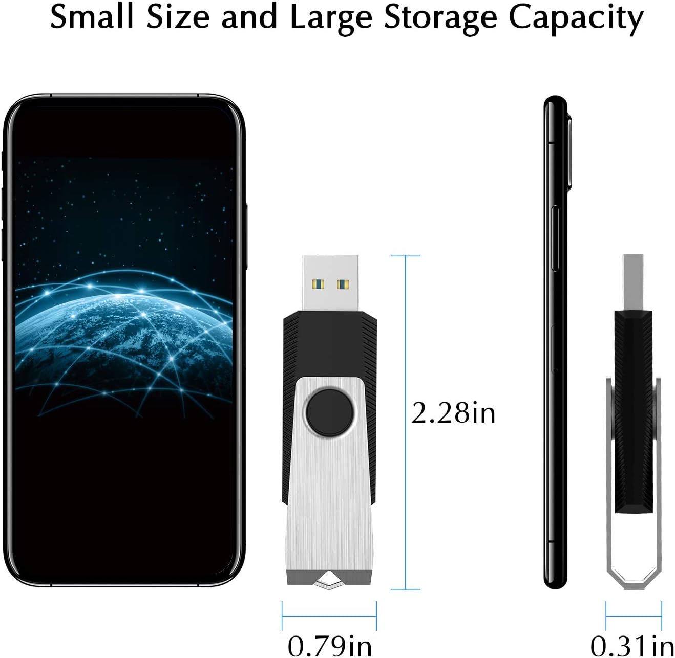 16GB 3 Pack USB Flash Drive 16GB USB Stick Bulk USB Drive 2.0 USB Key USB Thumb Drive Flash Drives 16gb Memory Stick for Computer (Black,3 pcs) - Image 6