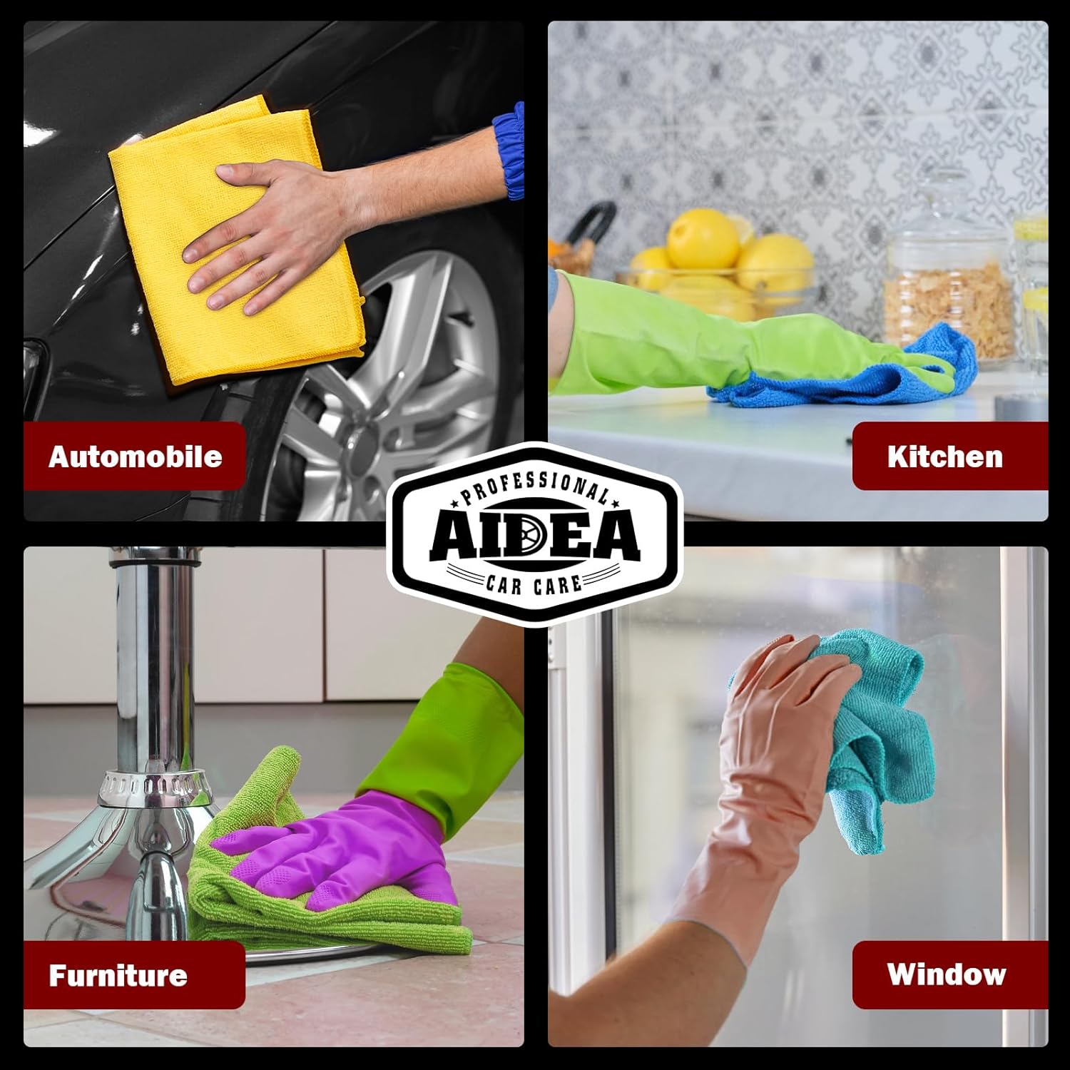 Microfiber Cleaning Cloths-50PK, Microfiber Towels for Cars, Premium All-Purpose Car Cloth, Dusting Cleaning Rags, Absorbent Towels for SUVs, House, Kitchen, Window, Gift-12×12