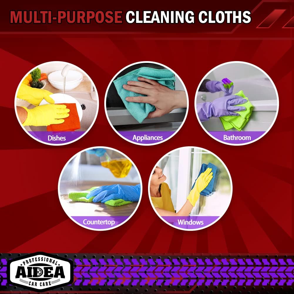 Microfiber Cleaning Cloths-50PK, Microfiber Towels for Cars, Premium All-Purpose Car Cloth, Dusting Cleaning Rags, Absorbent Towels for SUVs, House, Kitchen, Window, Gift-12×12