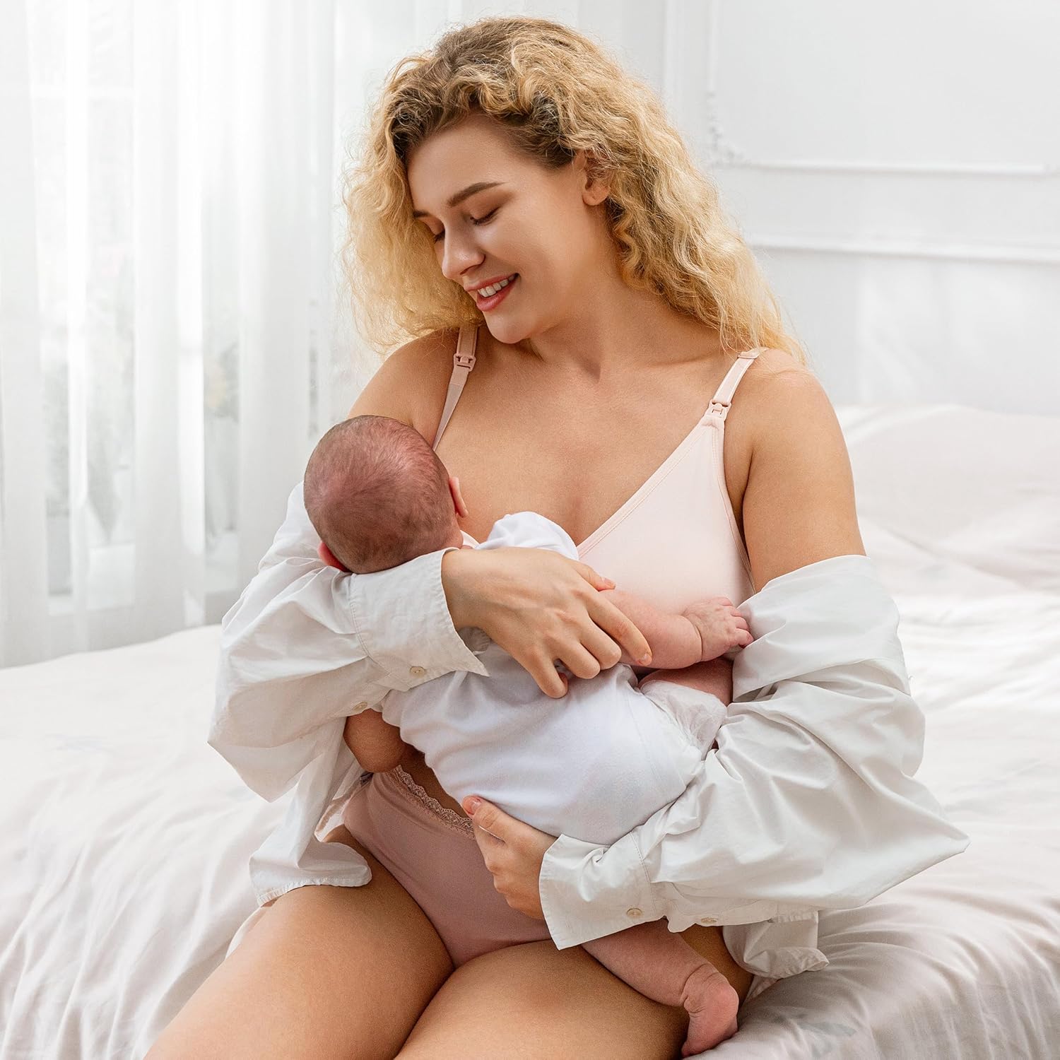 Womens Nursing Bra Seamless Breastfeeding Sleep Maternity Bra with Remove Bra Pads Extenders 5 Pack - Image 2
