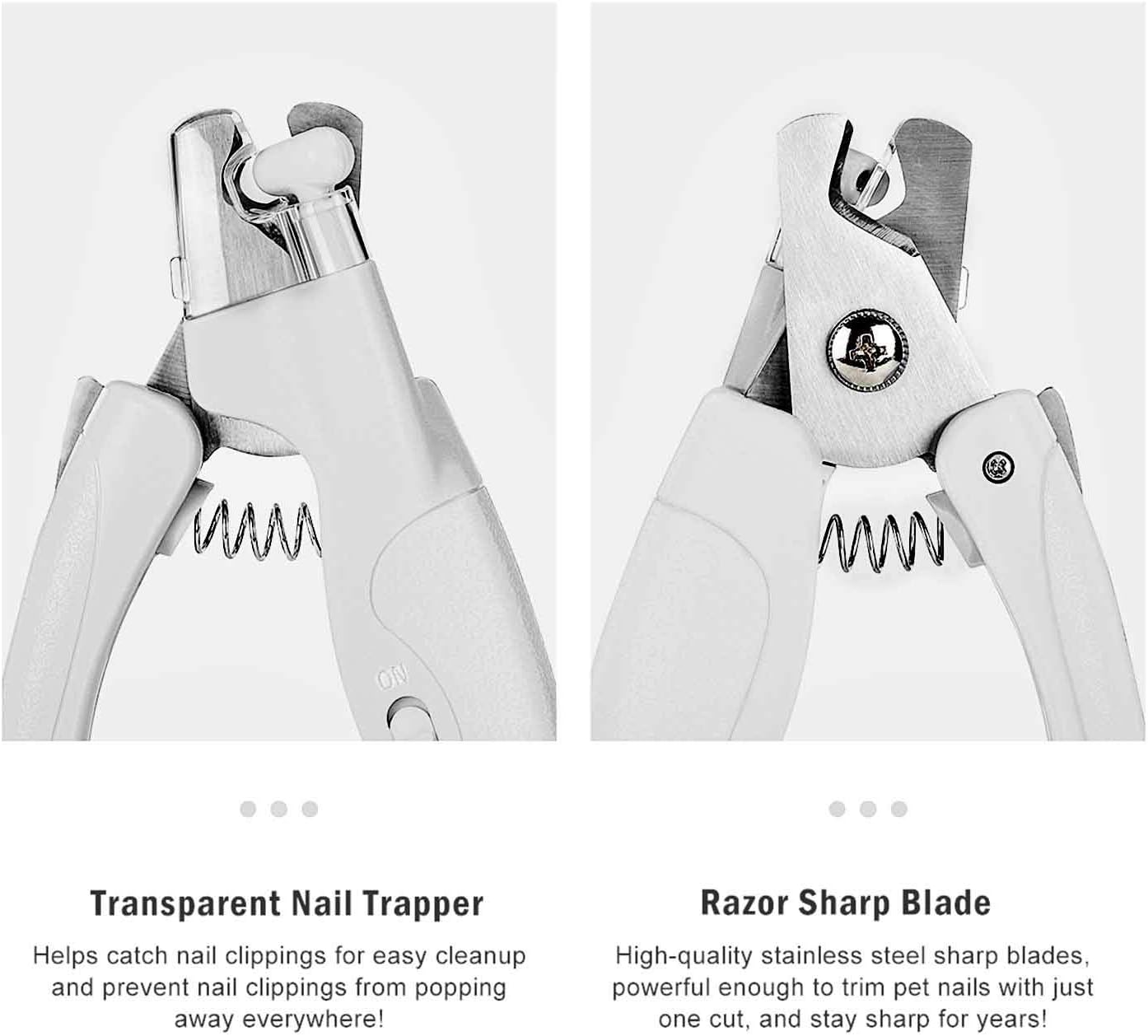 Pet Nail Clipper with LED Light for Dogs & Cats, Rechargeable Nails & Claws Trimmer, Professional Grooming Tool with Nail Trapper & Free Nail File, Quick-Sensor Razor Sharp Blades, White - Image 4