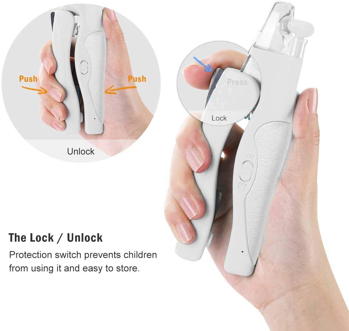 Pet Nail Clipper with LED Light for Dogs & Cats, Rechargeable Nails & Claws Trimmer, Professional Grooming Tool with Nail Trapper & Free Nail File, Quick-Sensor Razor Sharp Blades, White - Image 8