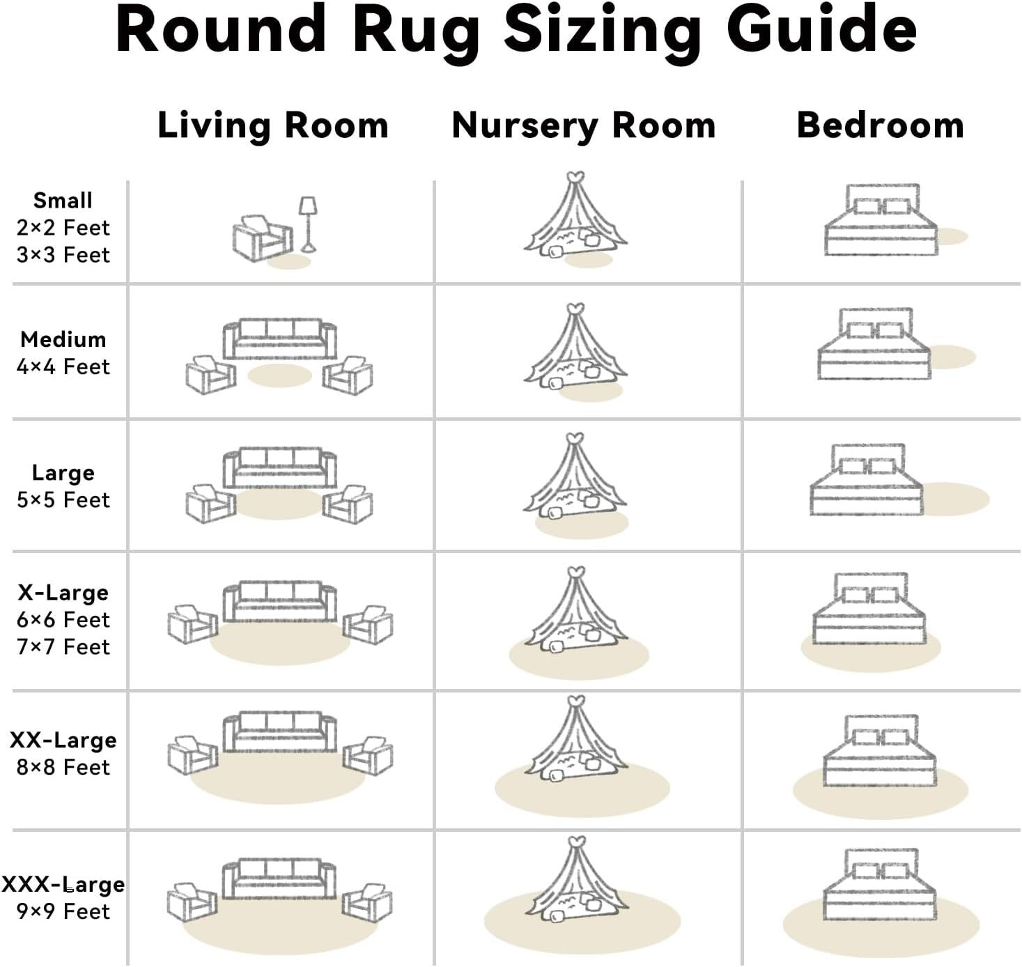 Cream White Round Rugs for Bedroom, 4 Ft Machine Washable Circle Area Rugs for Living Room, Non-Slip Fluffy Carpet for Teen Girls and Boys, Dorms, Nursery Rooms, Home Decor Aesthetic - Image 7