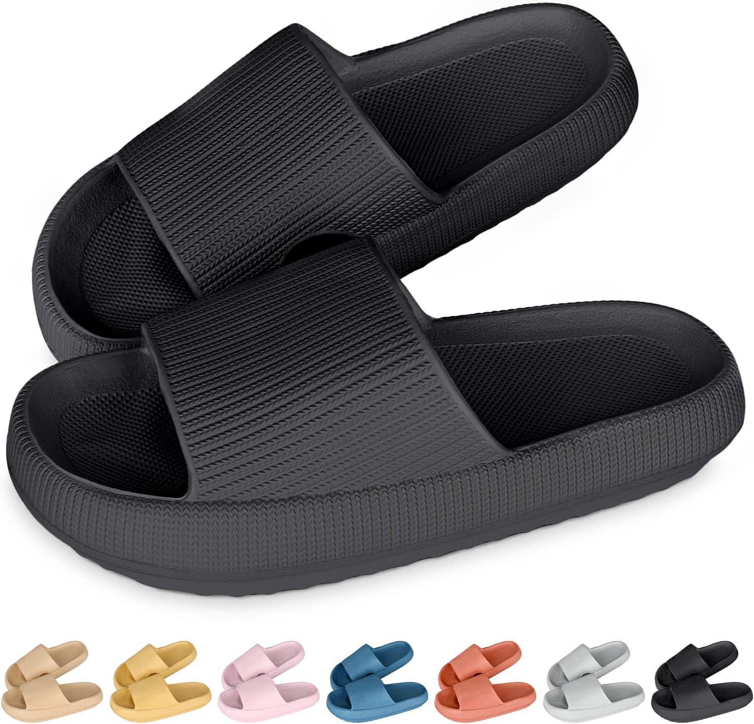 Pillow Slides Slippers for Women Men Cloud Slides Cloud Ultra-Soft Slippers Anti-Slip Open Toe House Slippers Unisex Bathroom Shower Pool Slides Comfortable Message Foam Summer Sandals Slippers - Image 1