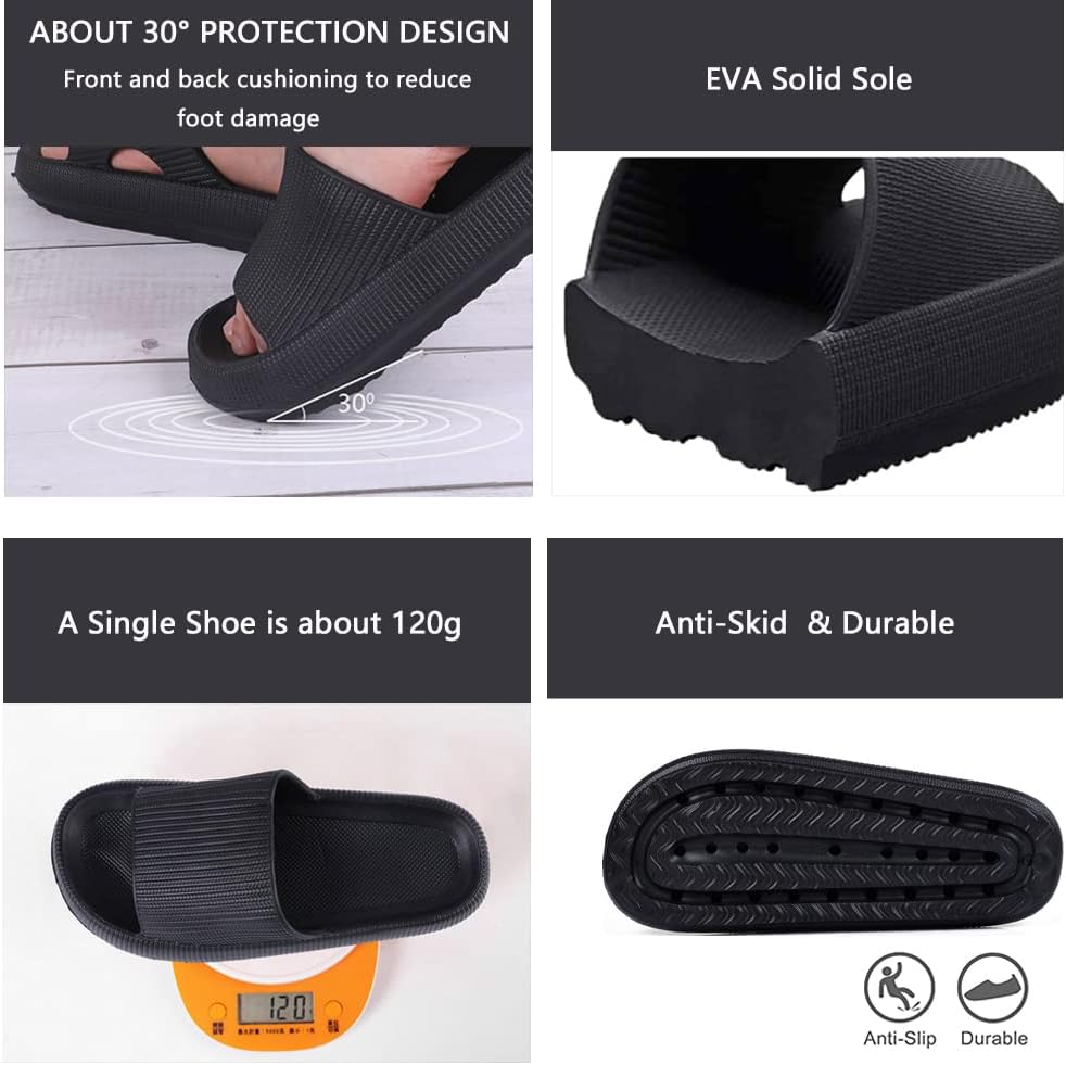 Pillow Slides Slippers for Women Men Cloud Slides Cloud Ultra-Soft Slippers Anti-Slip Open Toe House Slippers Unisex Bathroom Shower Pool Slides Comfortable Message Foam Summer Sandals Slippers - Image 2