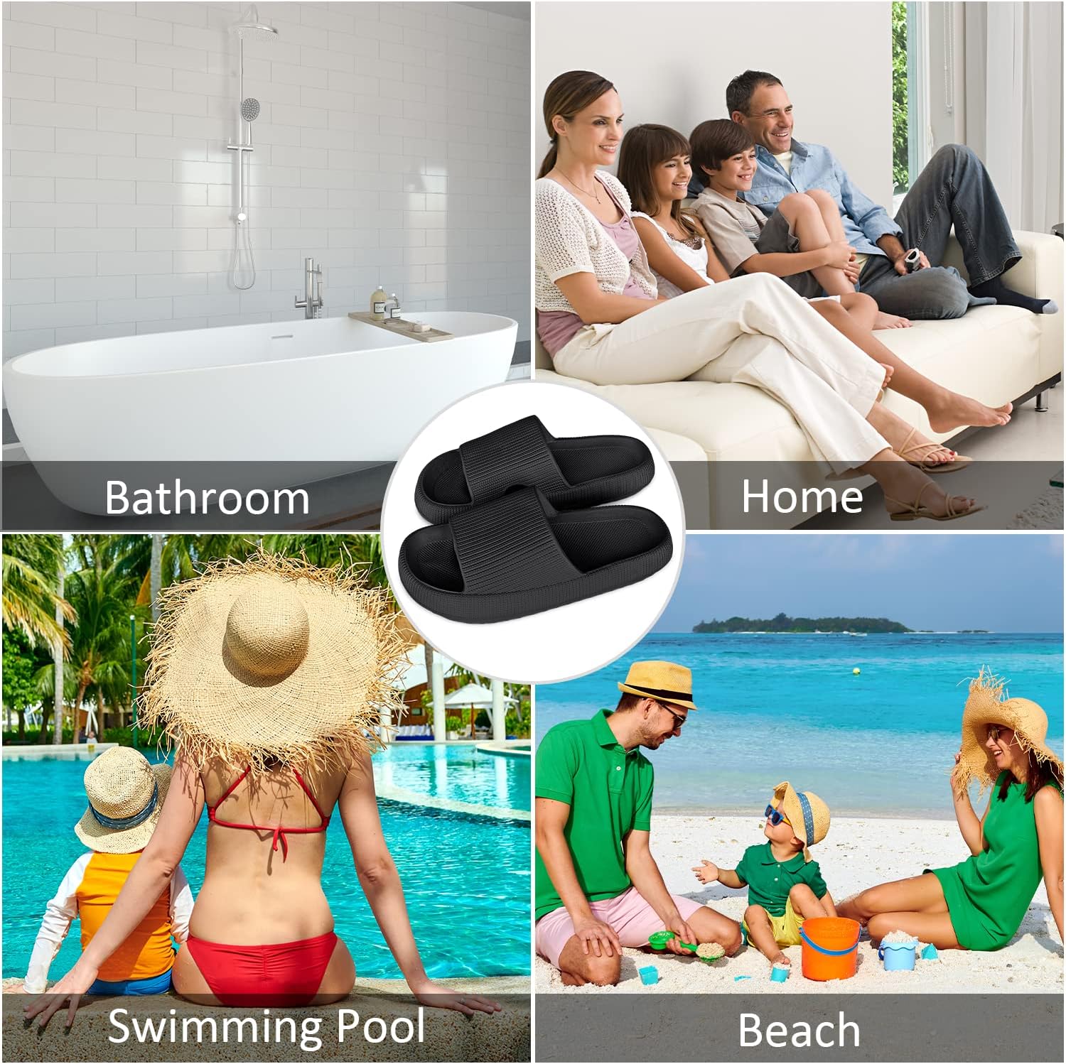 Pillow Slides Slippers for Women Men Cloud Slides Cloud Ultra-Soft Slippers Anti-Slip Open Toe House Slippers Unisex Bathroom Shower Pool Slides Comfortable Message Foam Summer Sandals Slippers - Image 6