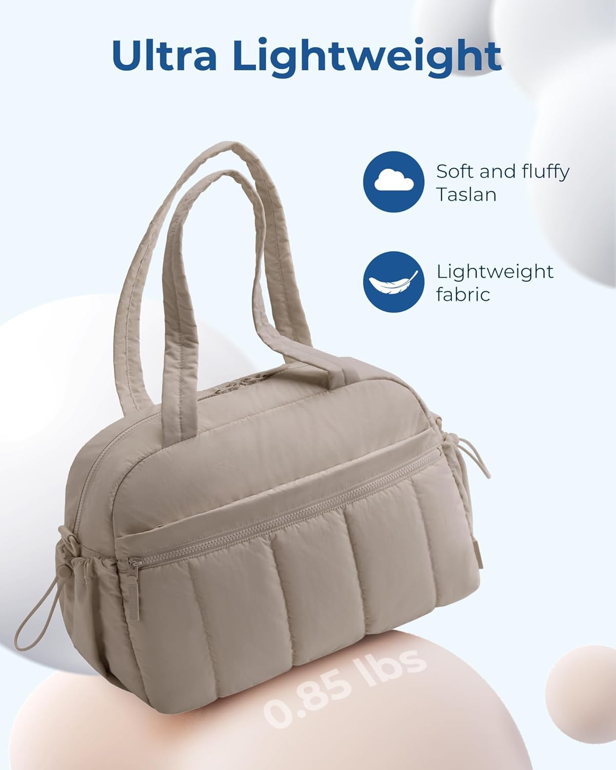 Gym Bag for Woman, 24L Carry on Travel Duffle Bag with Wet Pocket, Water Resistant Weekender Bags for Sports, Trips, Camel - Image 4