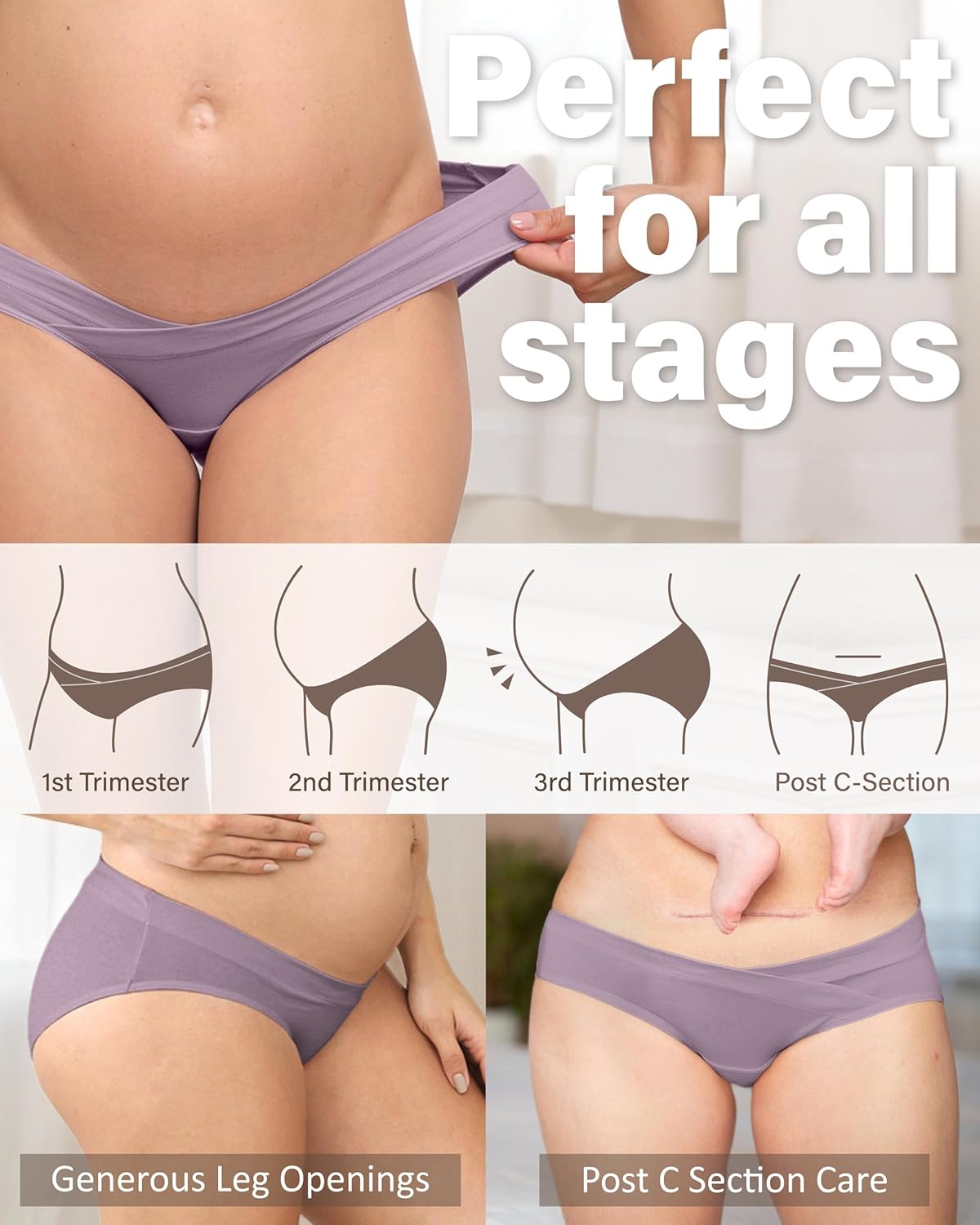 Cotton Maternity Underwear Under Bump Women Pregnancy Bikini Panties - Image 3