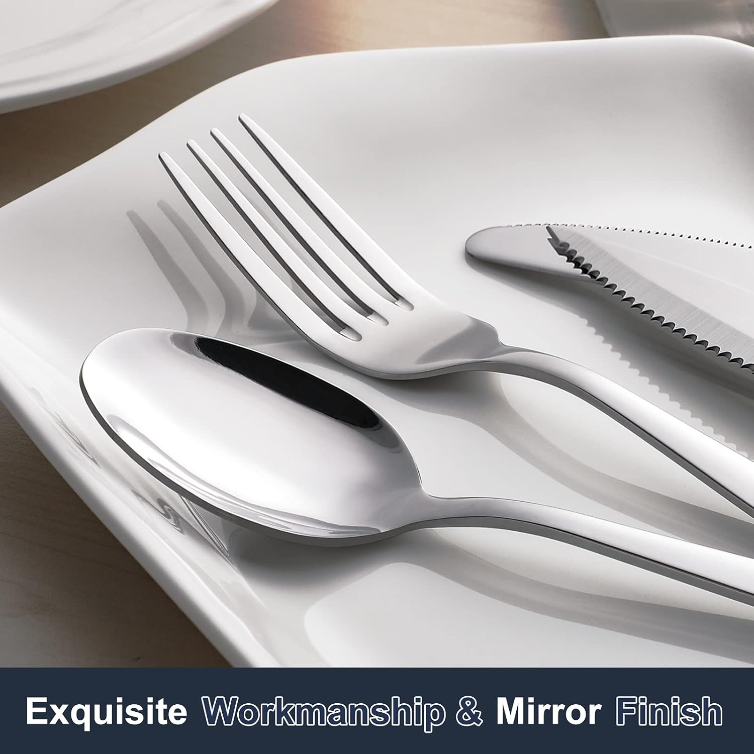 24-piece Forks and Spoons Silverware Set, Food Grade Stainless Steel Flatware Cutlery Set for Home, Kitchen and Restaurant, Mirror Polished, Dishwasher Safe - Image 4