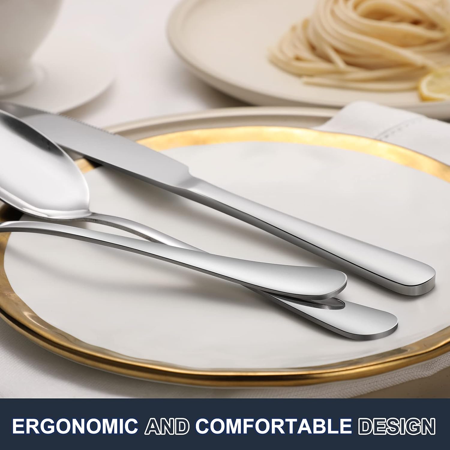 24-piece Forks and Spoons Silverware Set, Food Grade Stainless Steel Flatware Cutlery Set for Home, Kitchen and Restaurant, Mirror Polished, Dishwasher Safe - Image 5