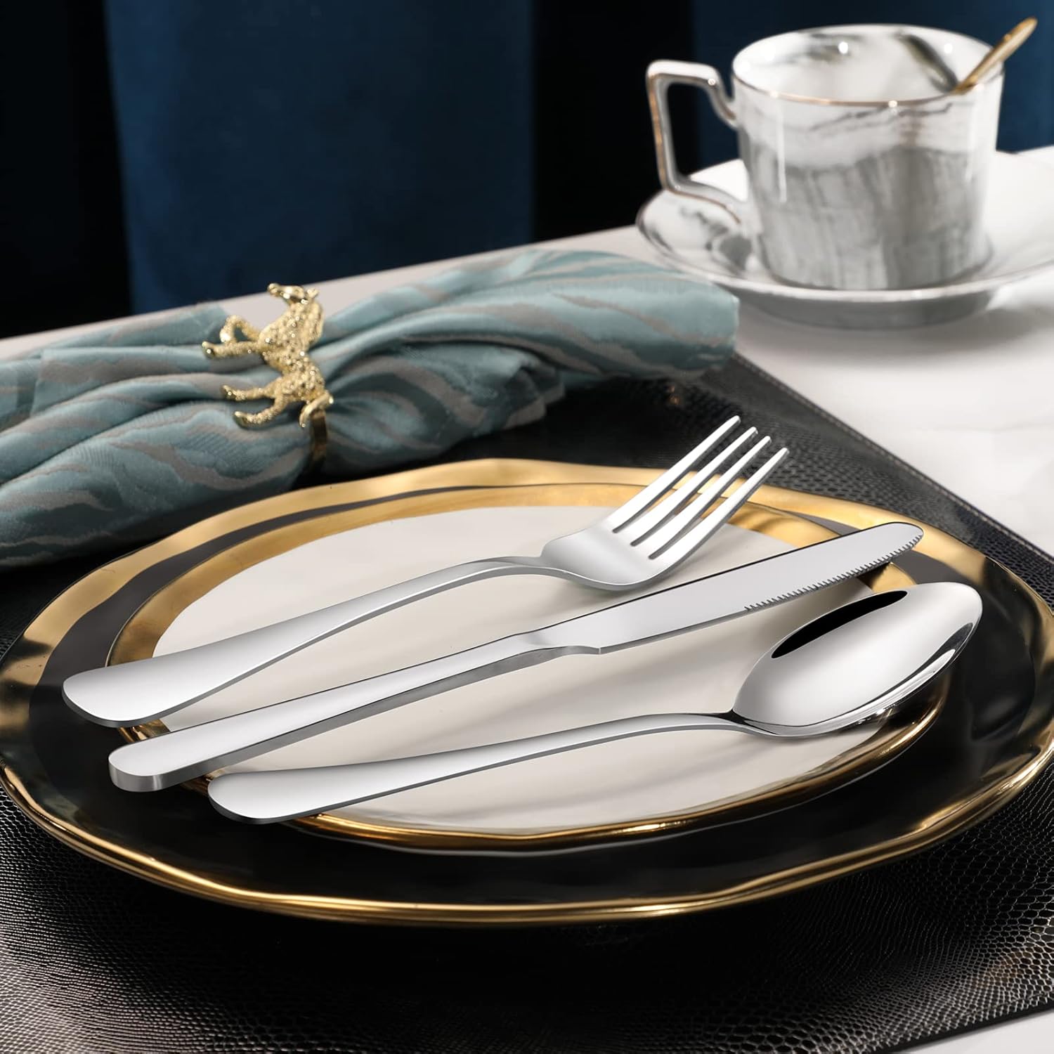 24-piece Forks and Spoons Silverware Set, Food Grade Stainless Steel Flatware Cutlery Set for Home, Kitchen and Restaurant, Mirror Polished, Dishwasher Safe - Image 6