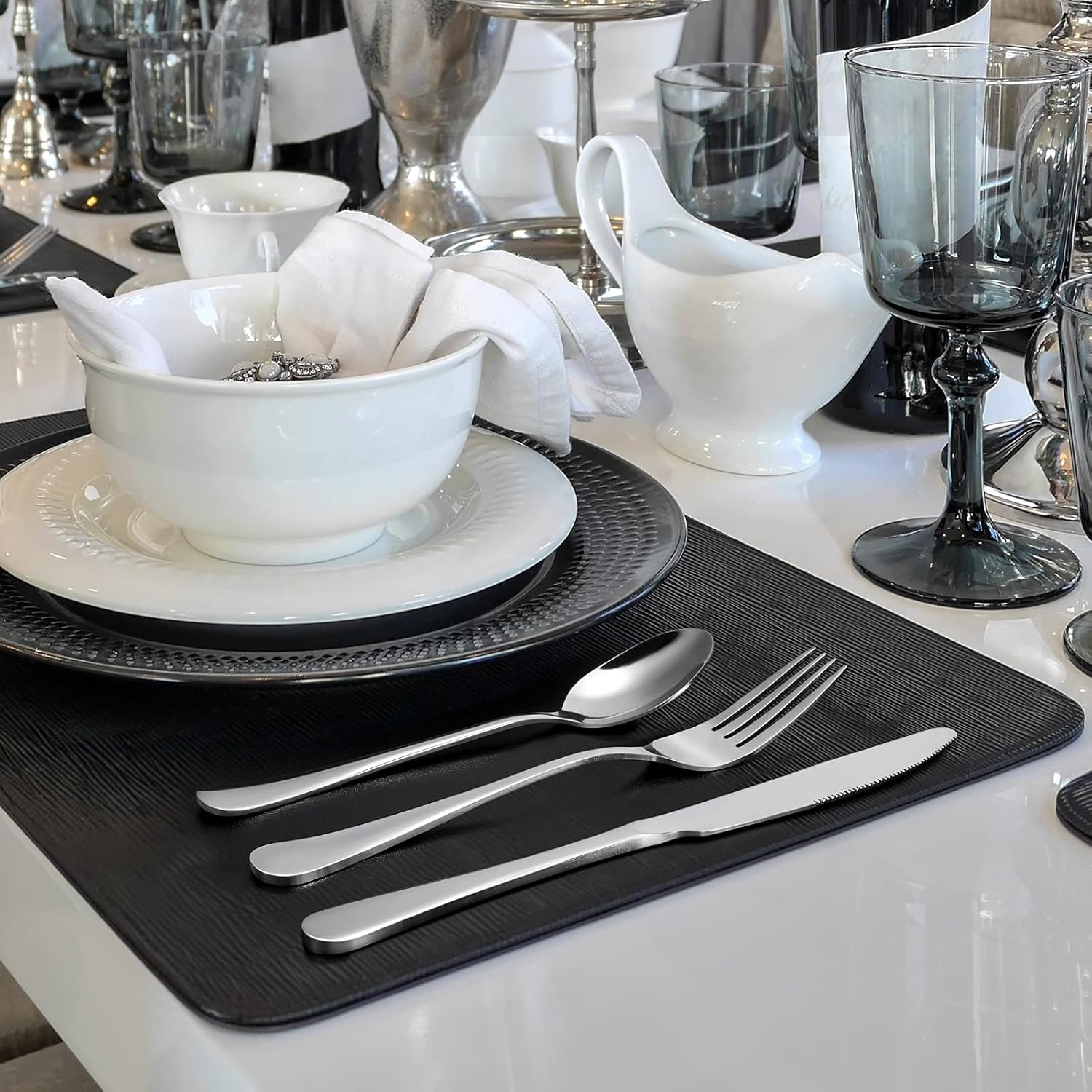 24-piece Forks and Spoons Silverware Set, Food Grade Stainless Steel Flatware Cutlery Set for Home, Kitchen and Restaurant, Mirror Polished, Dishwasher Safe - Image 7