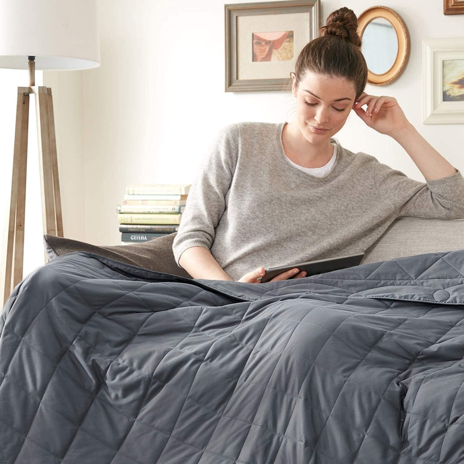 Weighted Blanket (15lbs, 60''x80''), Heavy Blanket Washable for Adult with Premium Glass Beads-Grey - Image 6
