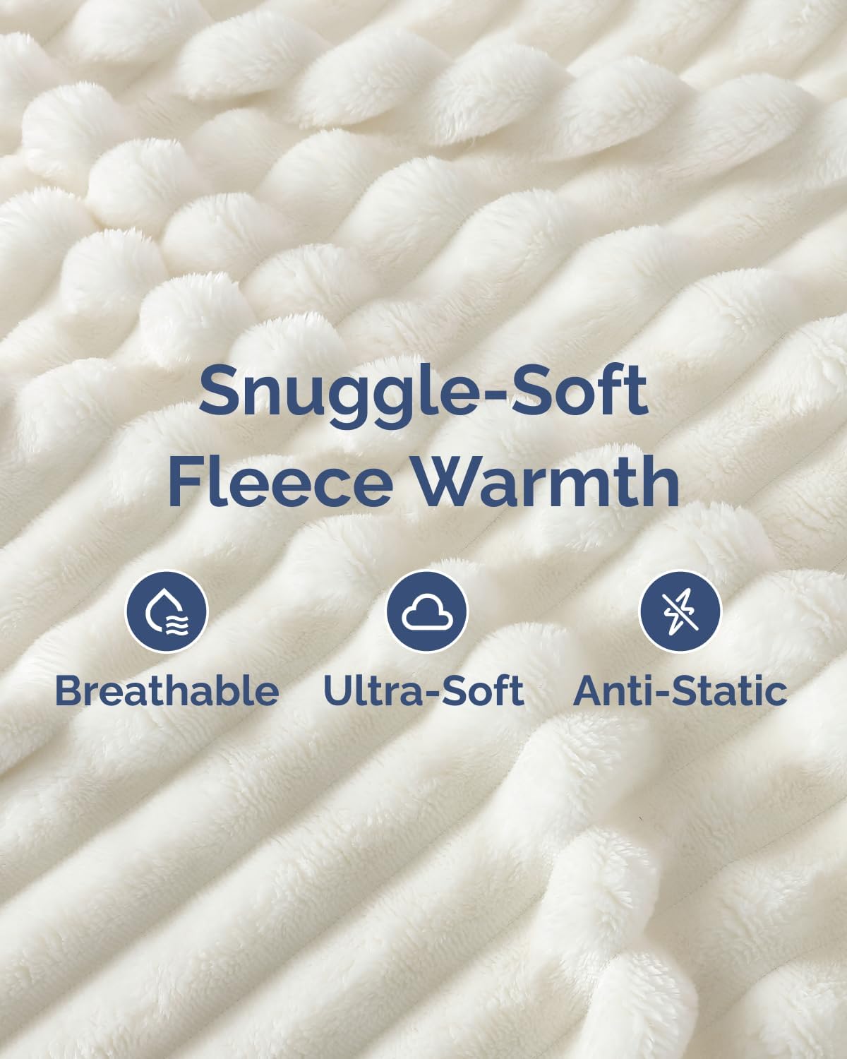 Super Soft Fleece Blanket Throw Size - Fleece Throw Blanket for Bed, Couch & Chair - Cozy, Warm & Breathable - All Season Fuzzy, Cute Decor, Microplush Bedding for Women, Men & Teens - 50x60, Ivory - Image 3