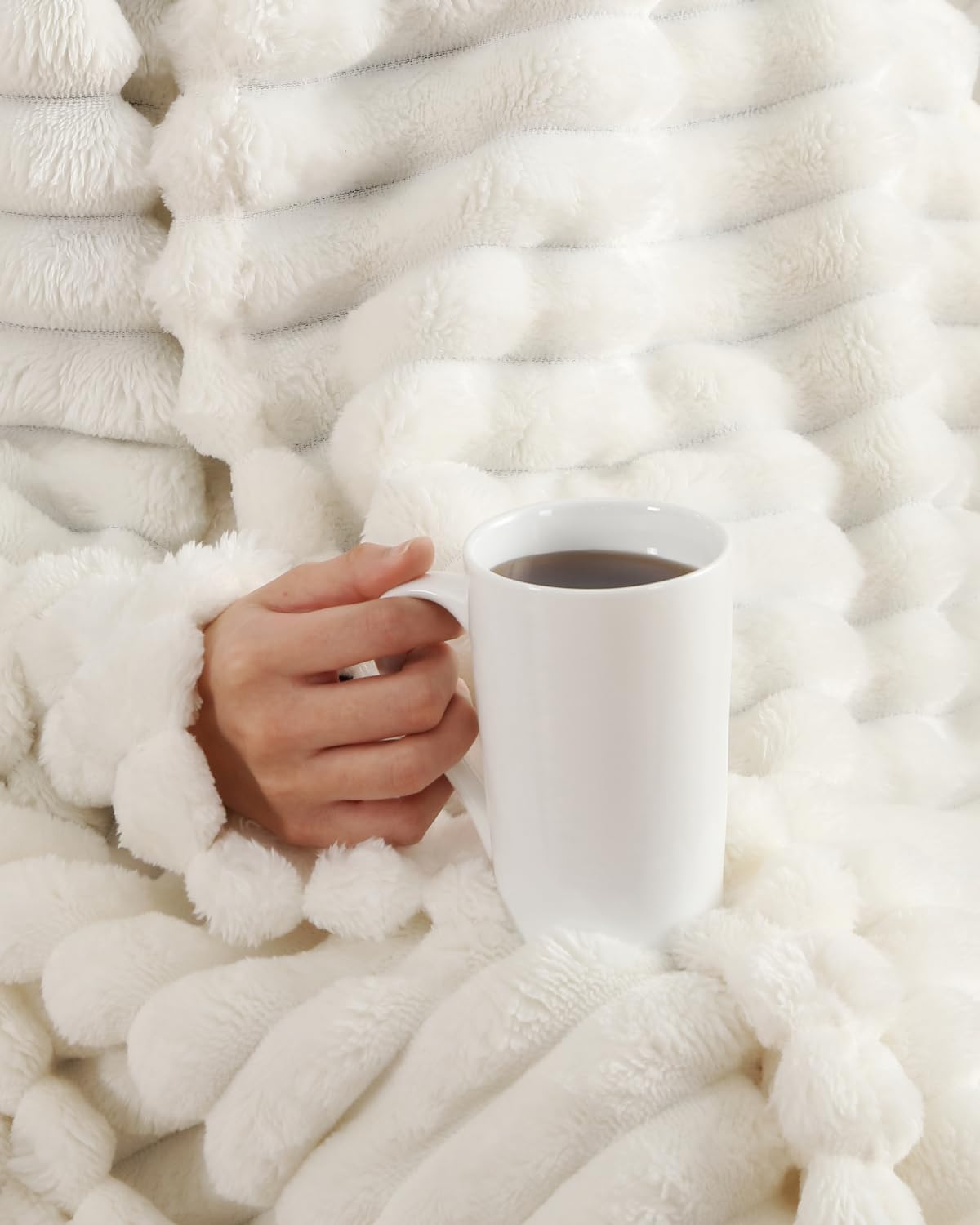 Super Soft Fleece Blanket Throw Size - Fleece Throw Blanket for Bed, Couch & Chair - Cozy, Warm & Breathable - All Season Fuzzy, Cute Decor, Microplush Bedding for Women, Men & Teens - 50x60, Ivory - Image 5